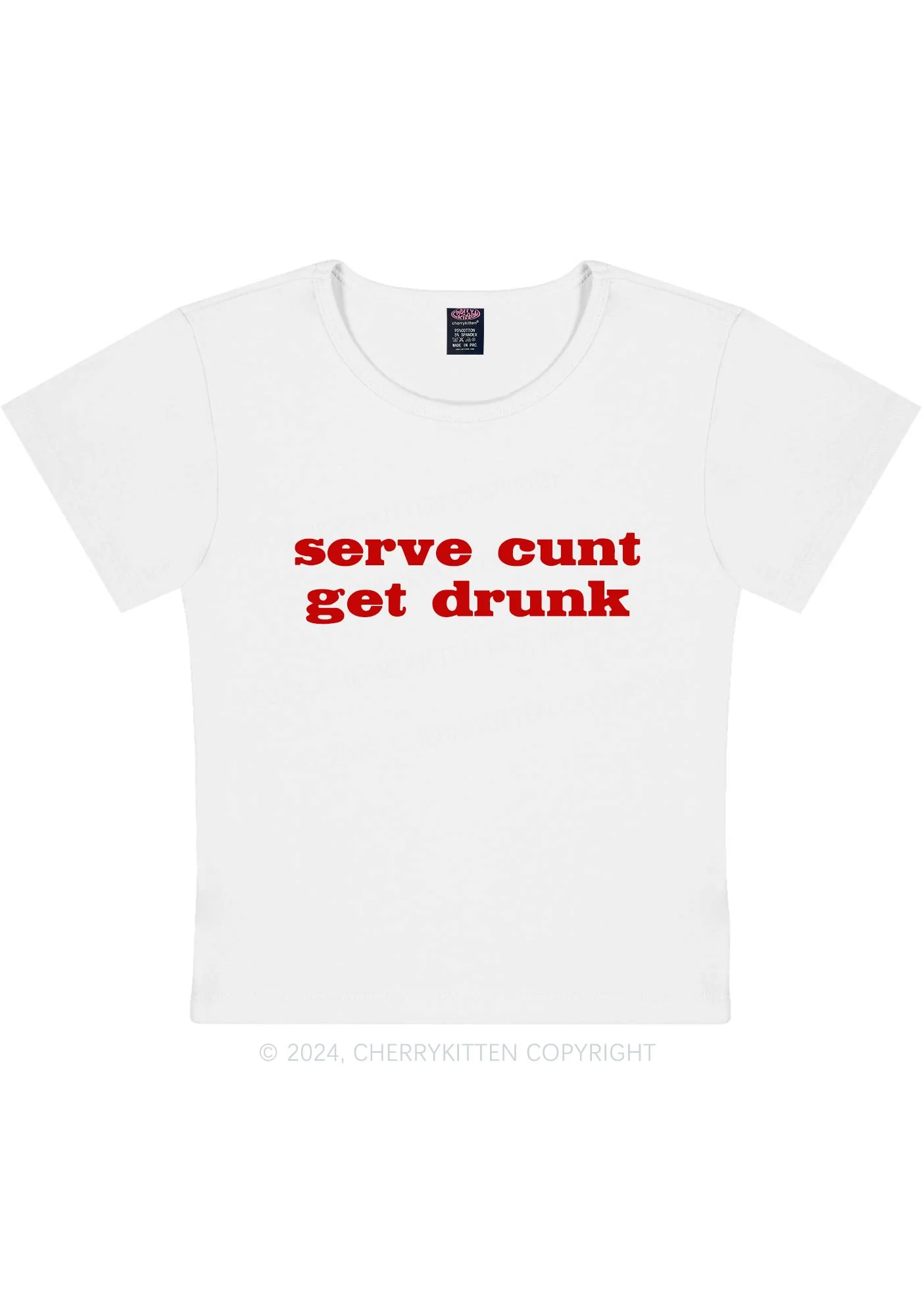 Serve Cxxt Get Drunk Y2K Baby Tee Cherrykitten - Image 4