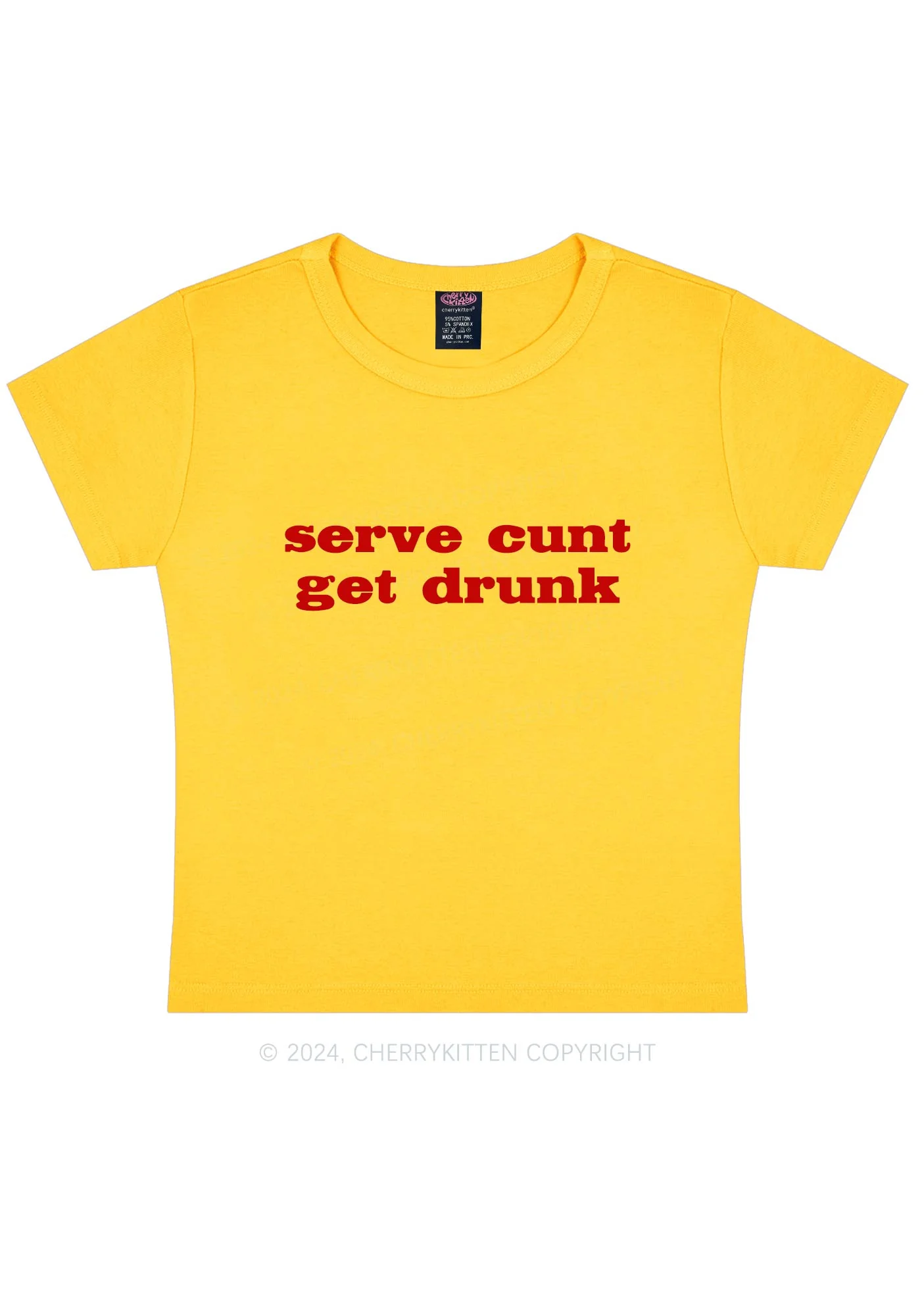 Serve Cxxt Get Drunk Y2K Baby Tee Cherrykitten - Image 5