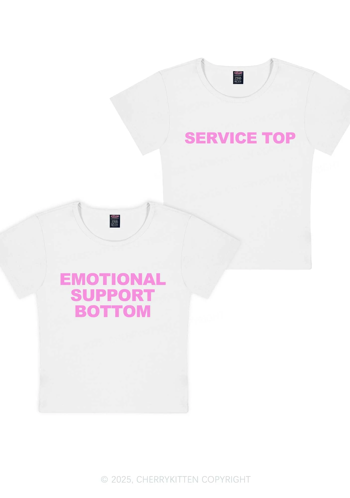 Service Top Y2K Valentine's Day Baby Tee Cherrykitten - Image 4