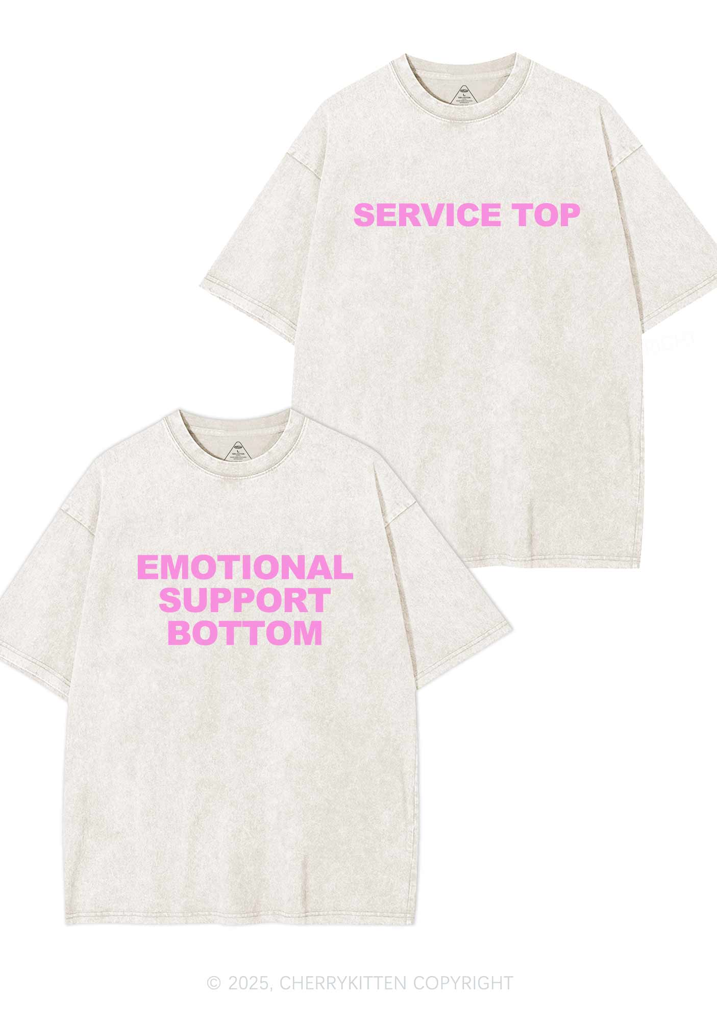 Service Top Y2K Valentine's Day Washed Tee Cherrykitten - Image 3