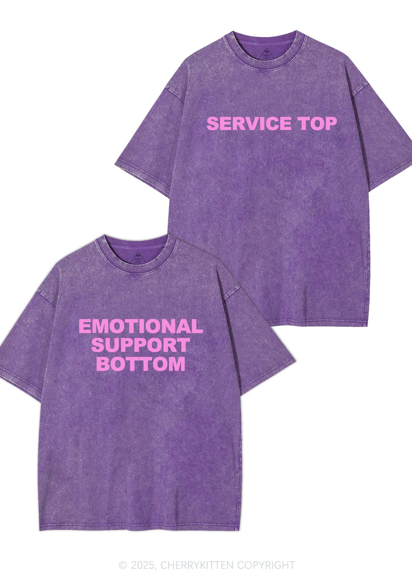 Service Top Y2K Valentine's Day Washed Tee Cherrykitten - Image 4