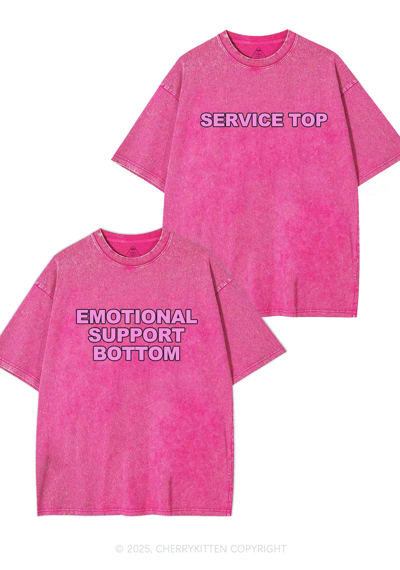 Service Top Y2K Valentine's Day Washed Tee Cherrykitten - Image 5