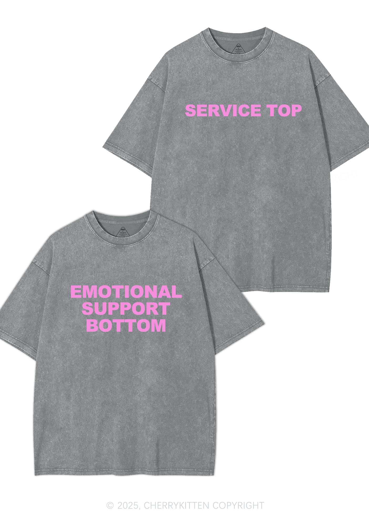 Service Top Y2K Valentine's Day Washed Tee Cherrykitten - Image 7