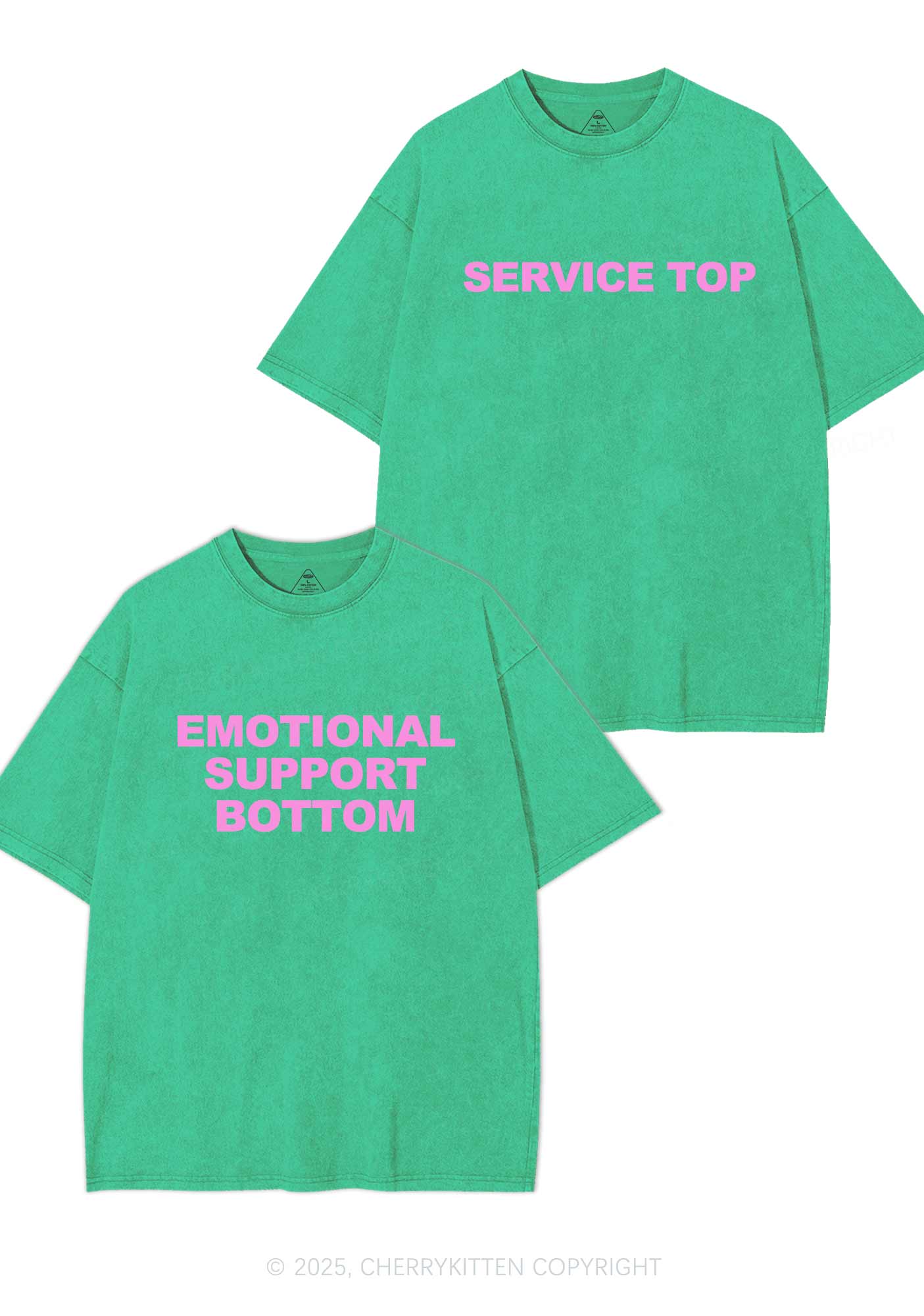 Service Top Y2K Valentine's Day Washed Tee Cherrykitten - Image 8
