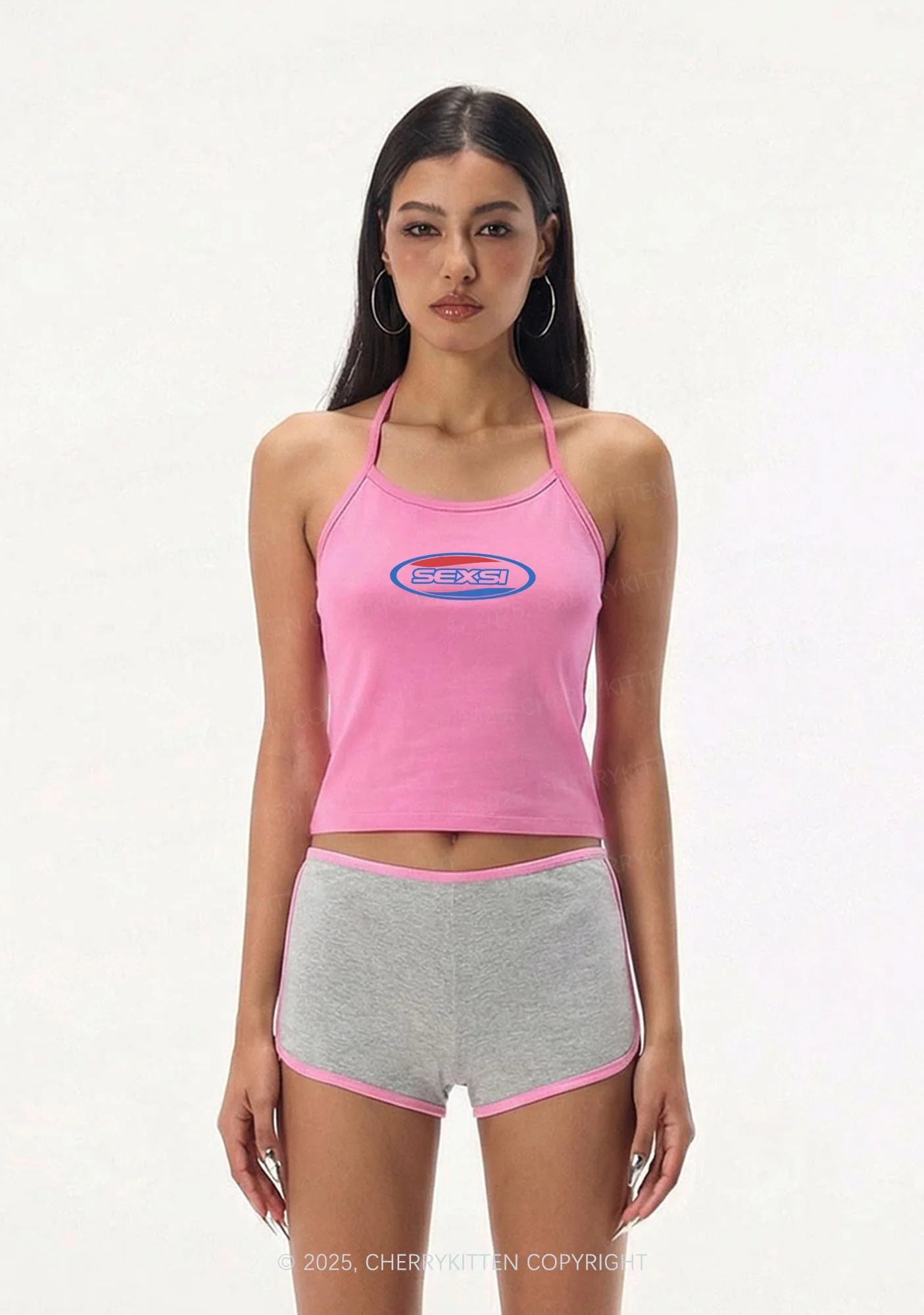 Sexsi Slogan Y2K Halter Neck Cami Cherrykitten - Image 2