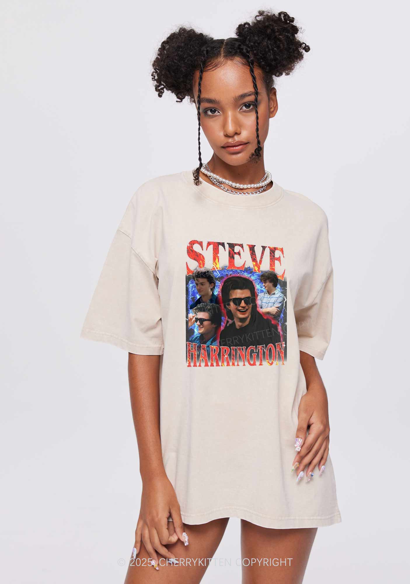 SH Red Blaze Y2K Shirts Washed Tee Cherrykitten - Image 2
