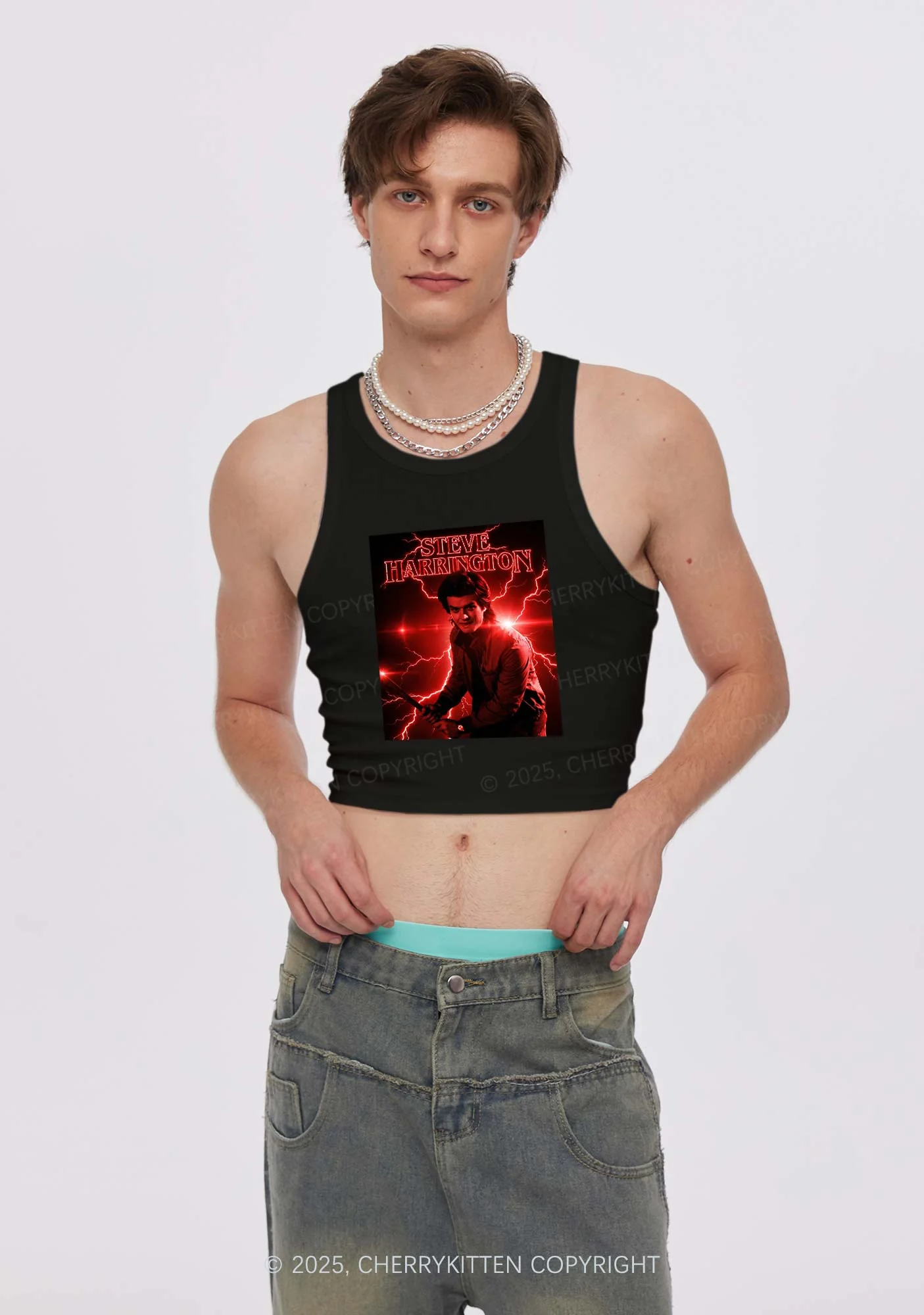 SH Red Lightning Y2K Crop Tank Top Cherrykitten - Image 2