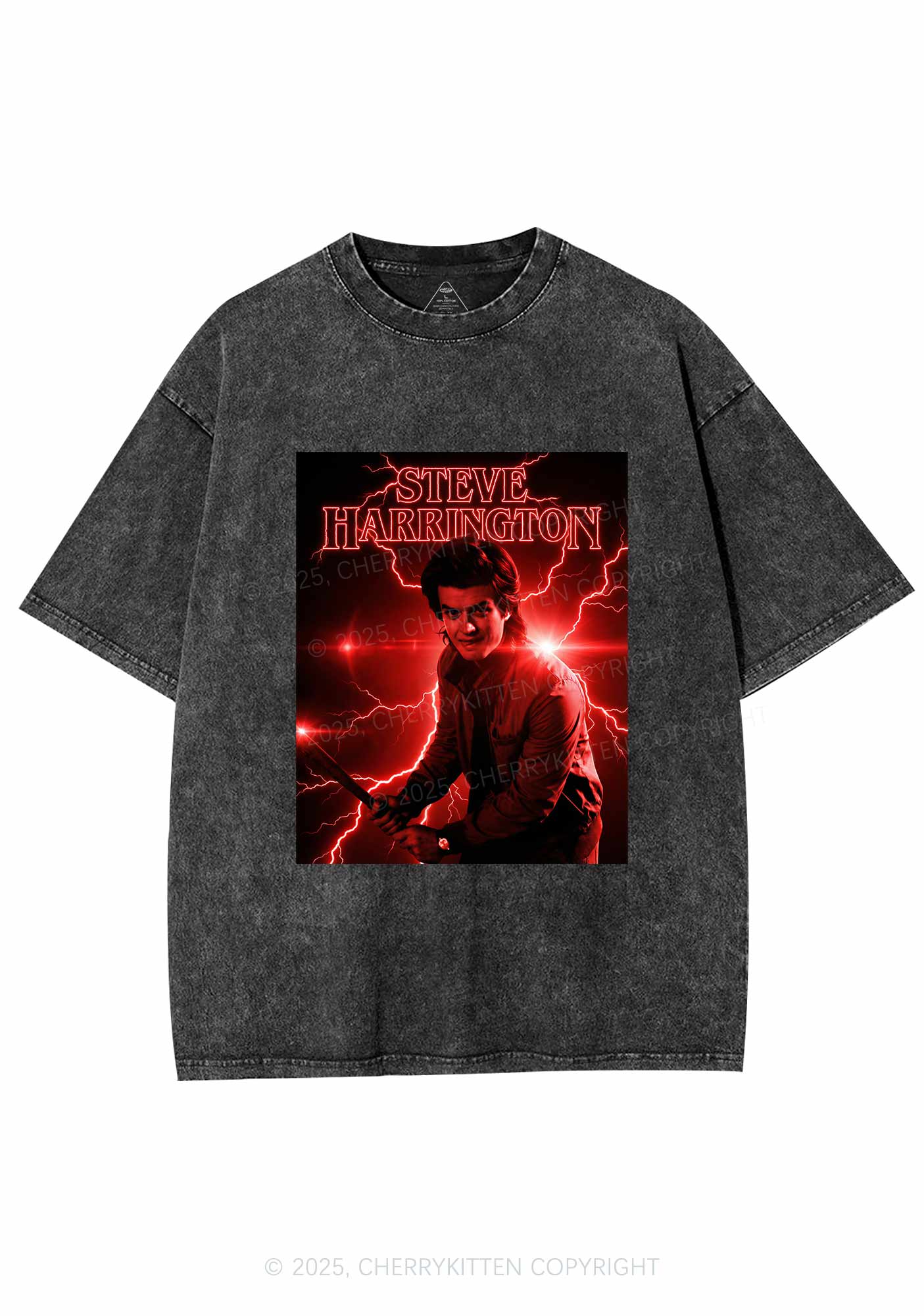 SH Red Lightning Y2K Shirts Washed Tee Cherrykitten - Image 3