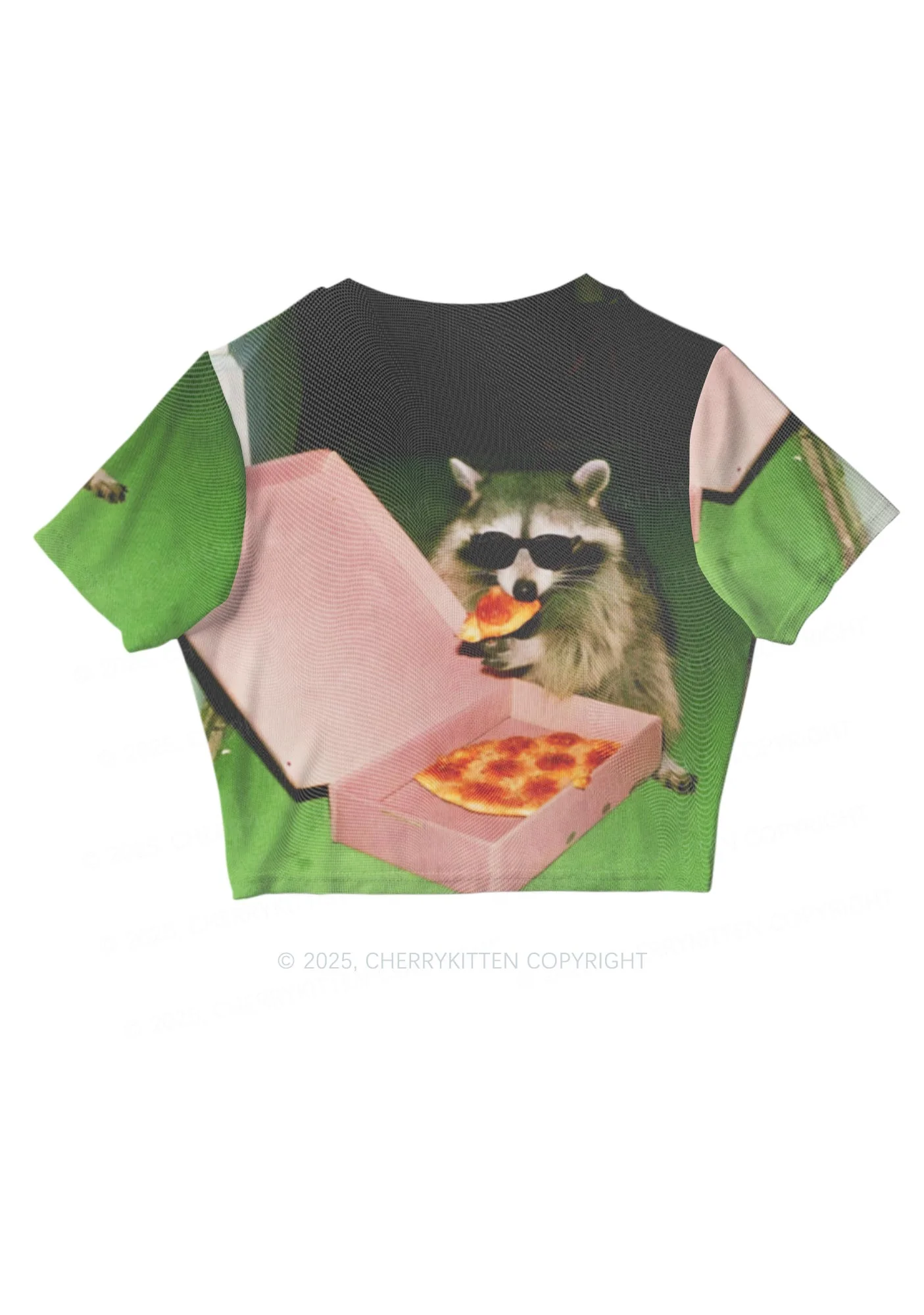 Shades Raccoon Pizza Y2K Mesh Crop Top Cherrykitten - Image 3
