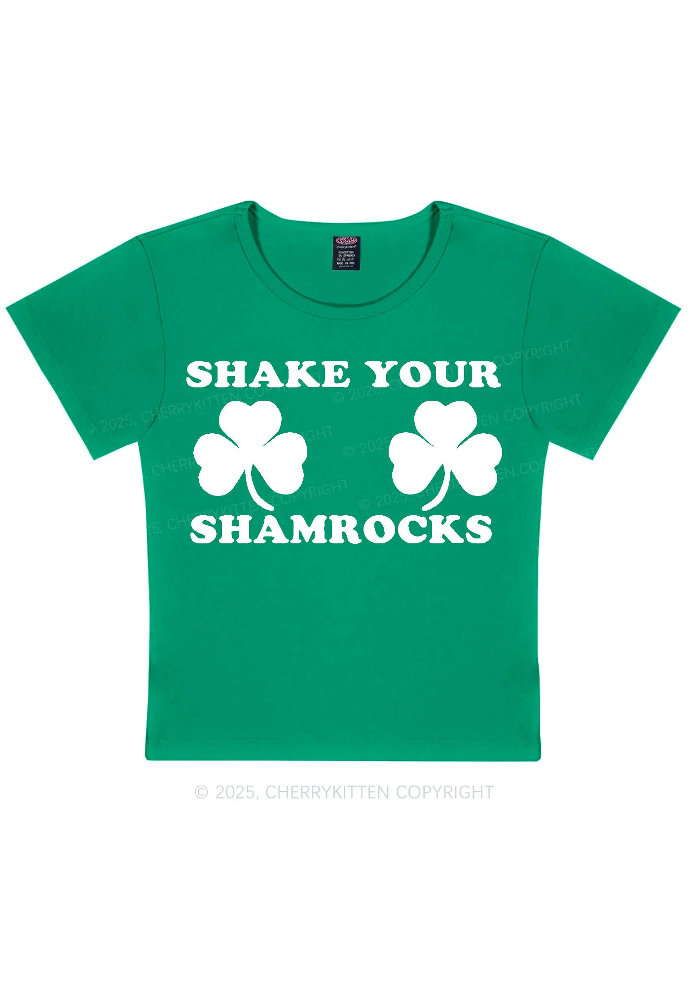 Shake Your Shamrocks St Patricks Y2K Baby Tee Cherrykitten - Image 2