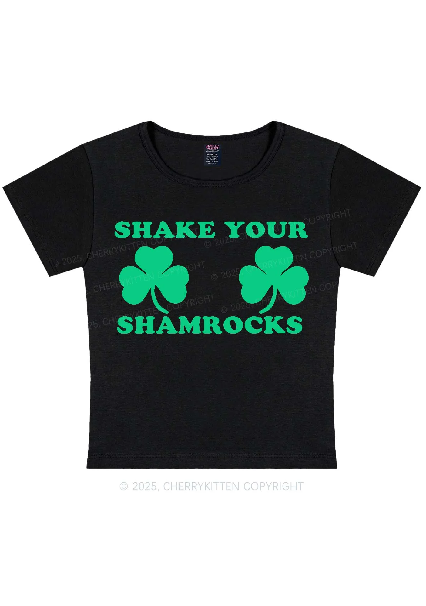 Shake Your Shamrocks St Patricks Y2K Baby Tee Cherrykitten - Image 3