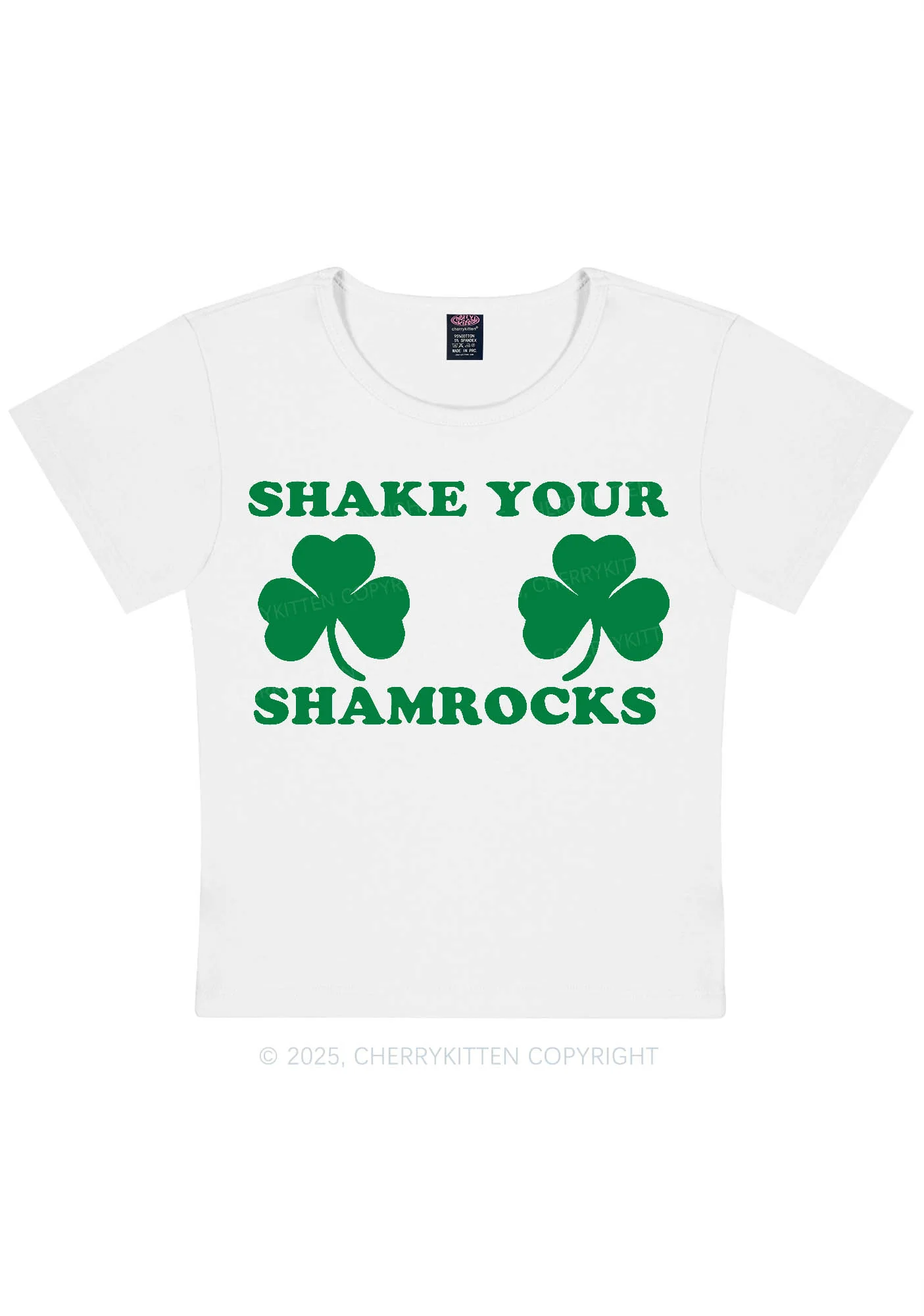 Shake Your Shamrocks St Patricks Y2K Baby Tee Cherrykitten - Image 4