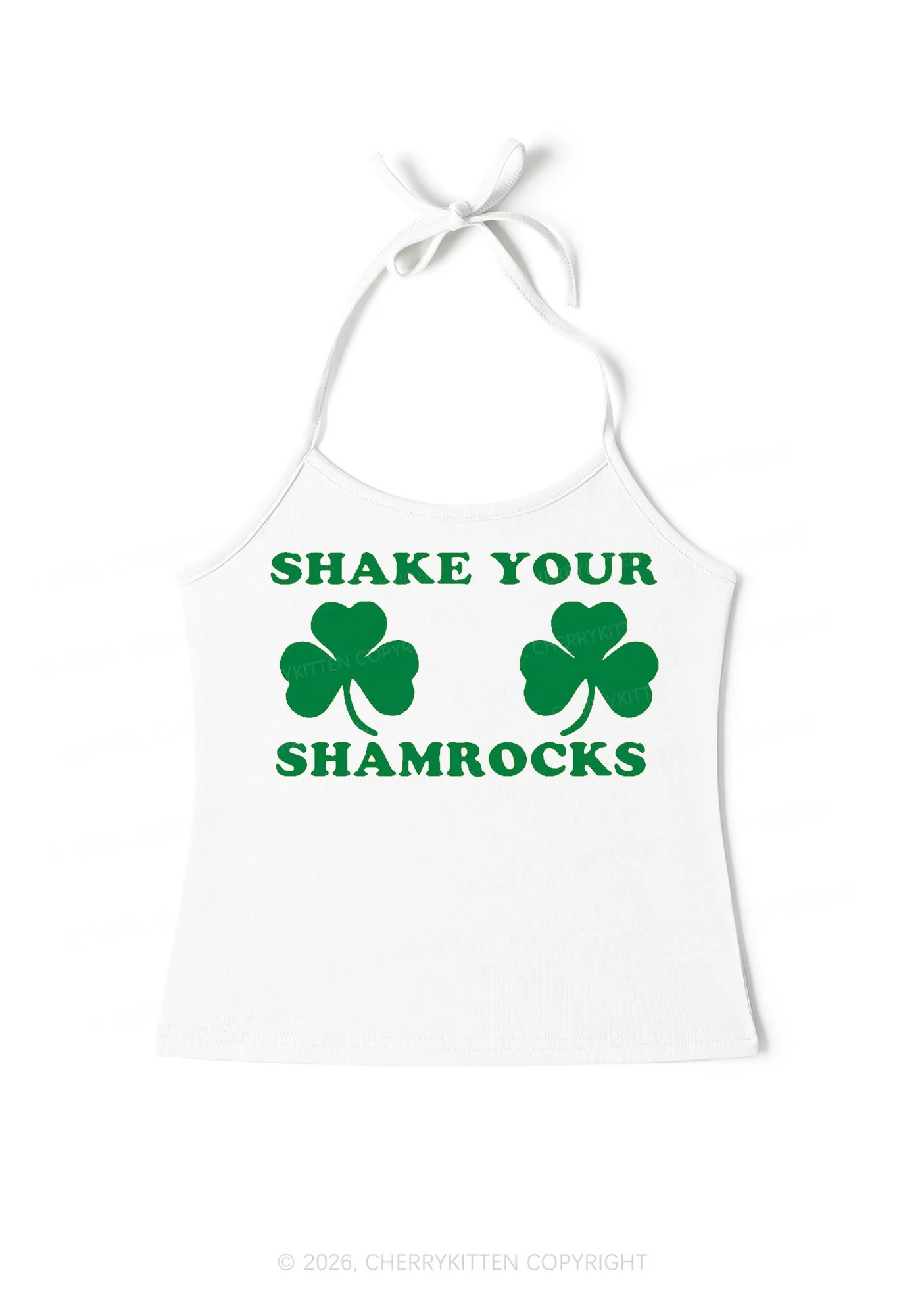 Shake Your Shamrocks St Patricks Y2K Halter Neck Cami Cherrykitten - Image 3
