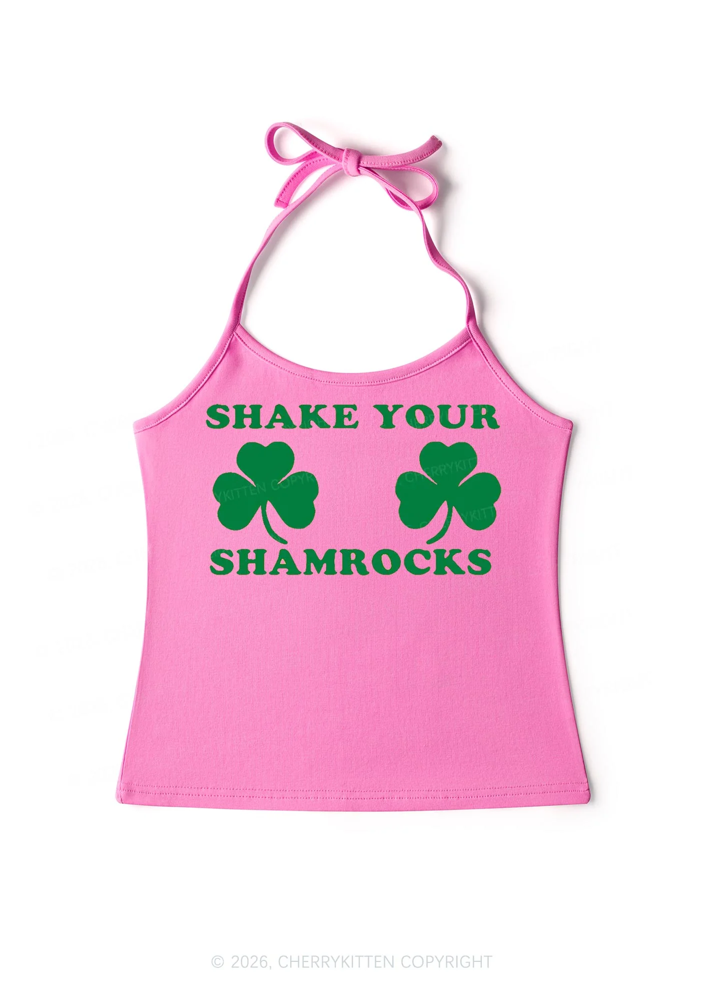 Shake Your Shamrocks St Patricks Y2K Halter Neck Cami Cherrykitten - Image 4