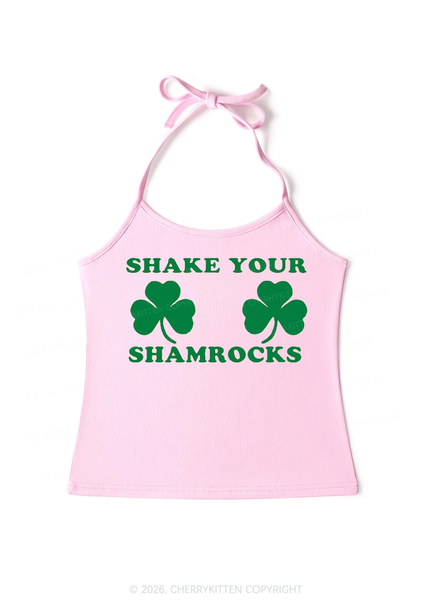 Shake Your Shamrocks St Patricks Y2K Halter Neck Cami Cherrykitten - Image 5