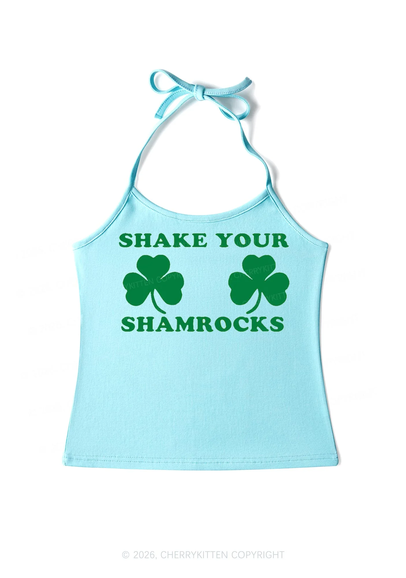 Shake Your Shamrocks St Patricks Y2K Halter Neck Cami Cherrykitten - Image 6
