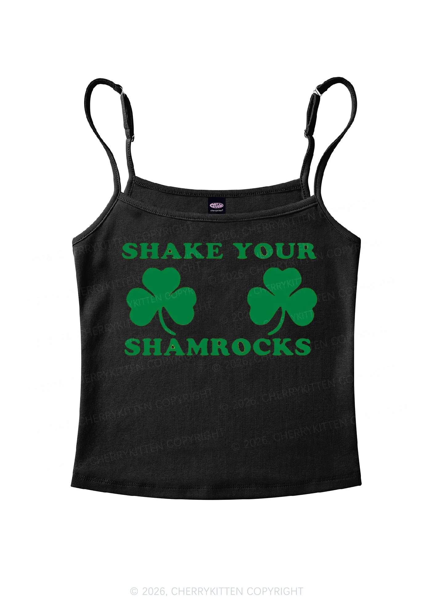 Shake Your Shamrocks St Patricks Y2K Spaghetti Strap Cami Cherrykitten - Image 3