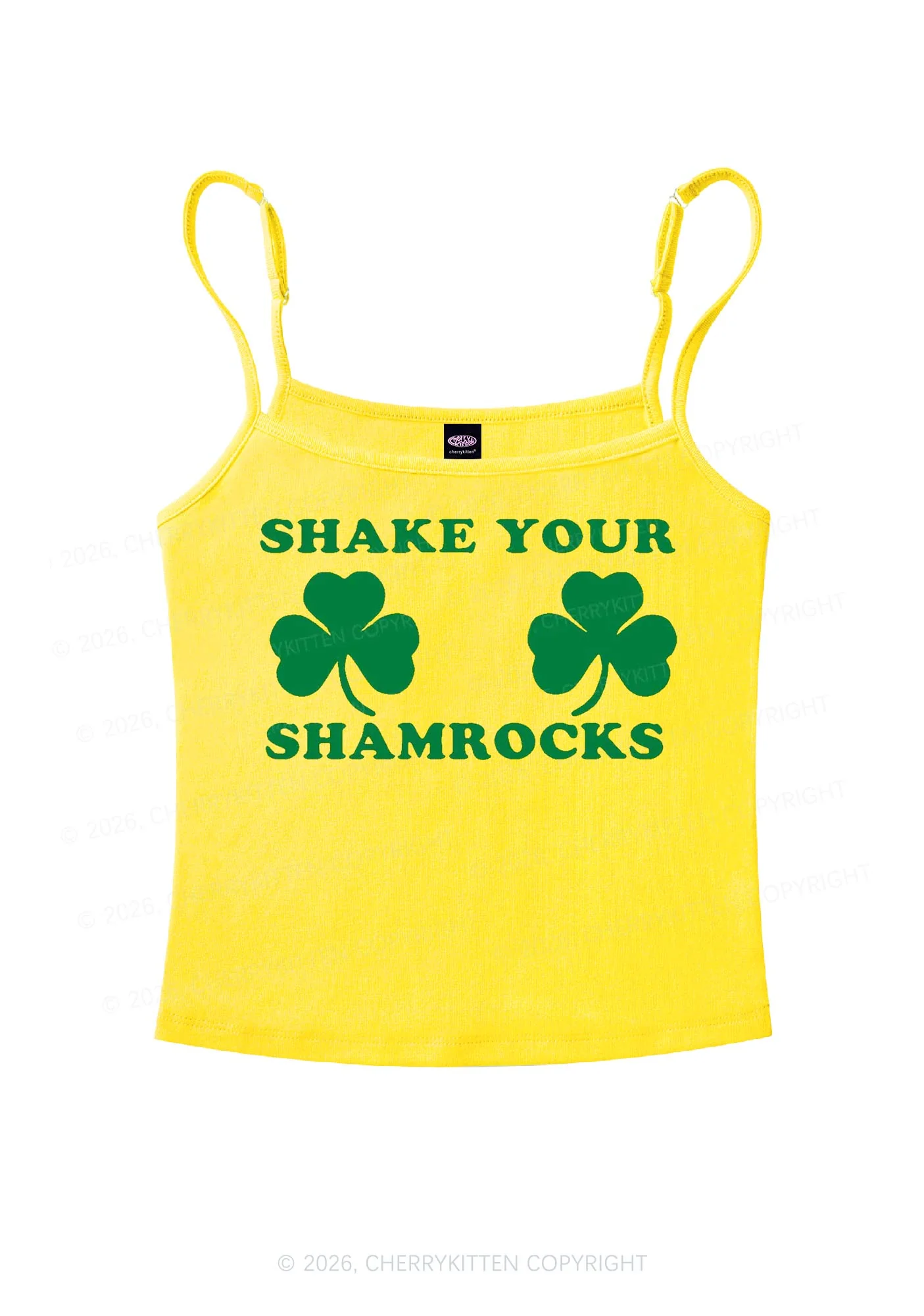 Shake Your Shamrocks St Patricks Y2K Spaghetti Strap Cami Cherrykitten - Image 4