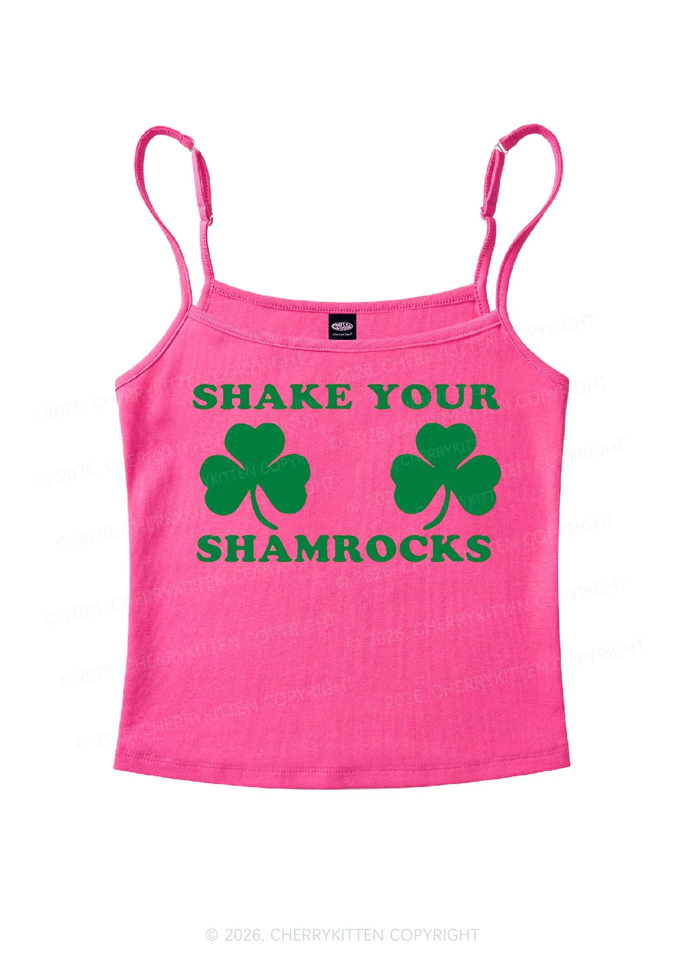 Shake Your Shamrocks St Patricks Y2K Spaghetti Strap Cami Cherrykitten - Image 5