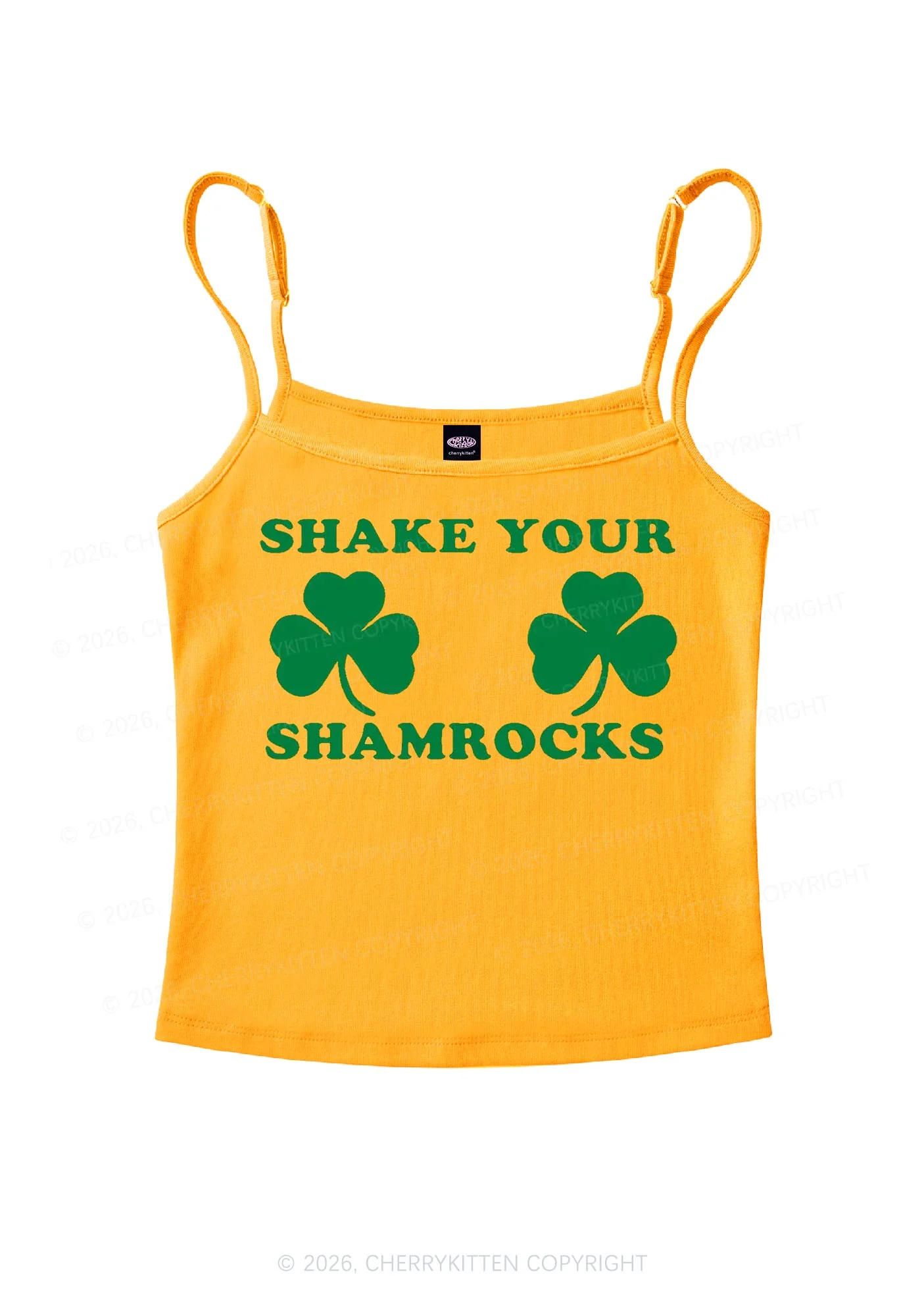 Shake Your Shamrocks St Patricks Y2K Spaghetti Strap Cami Cherrykitten - Image 6
