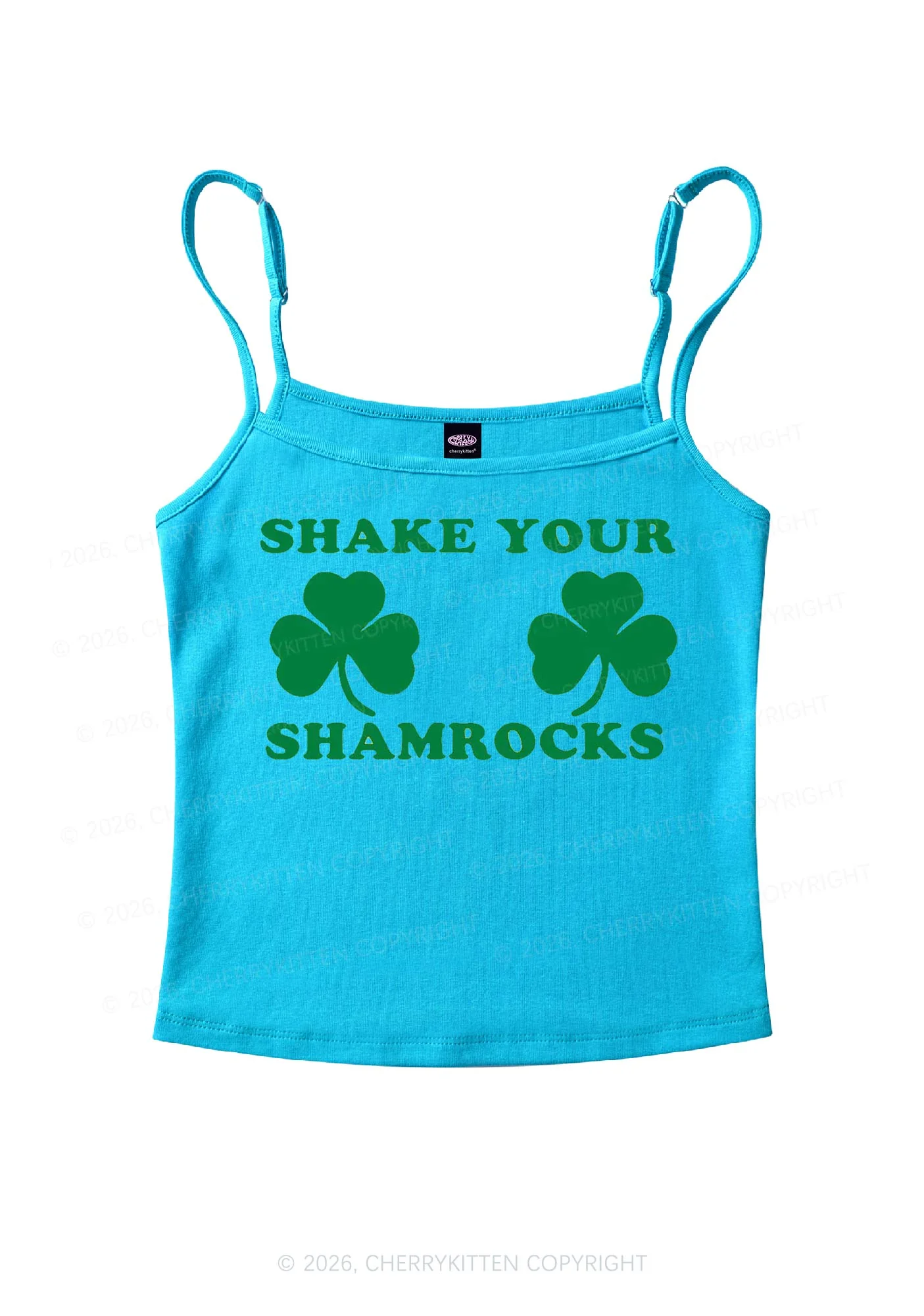 Shake Your Shamrocks St Patricks Y2K Spaghetti Strap Cami Cherrykitten - Image 7