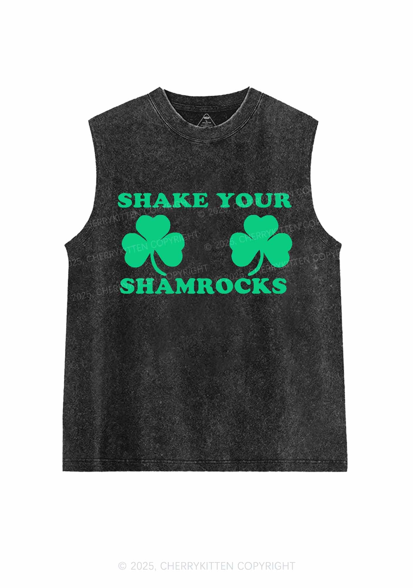 Shake Your Shamrocks St Patricks Y2K Washed Tank Cherrykitten - Image 3