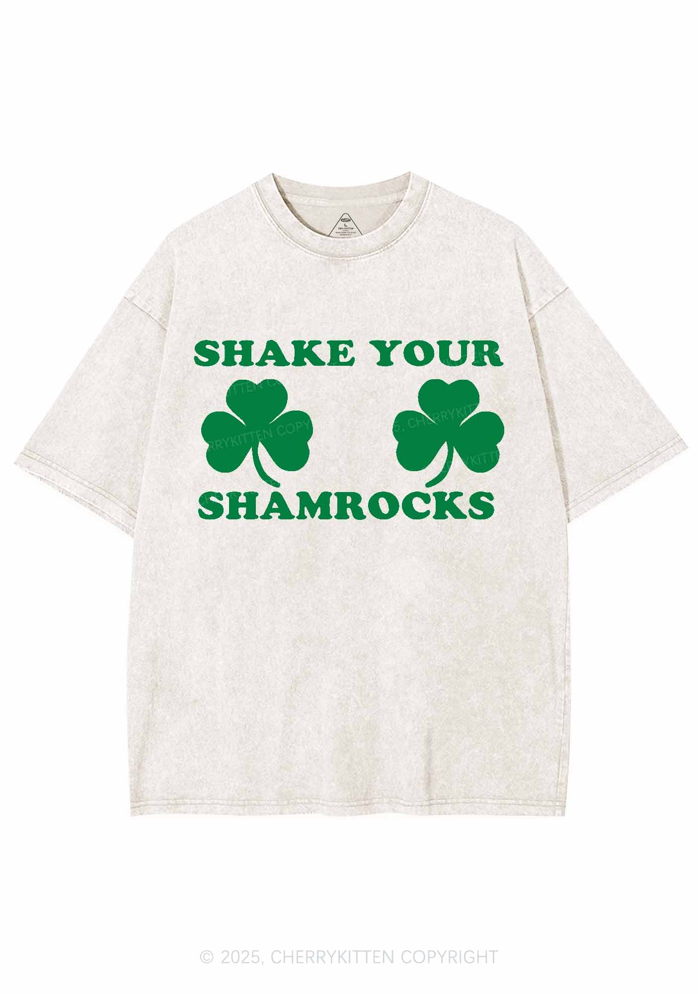 Shake Your Shamrocks St Patricks Y2K Washed Tee Cherrykitten - Image 3