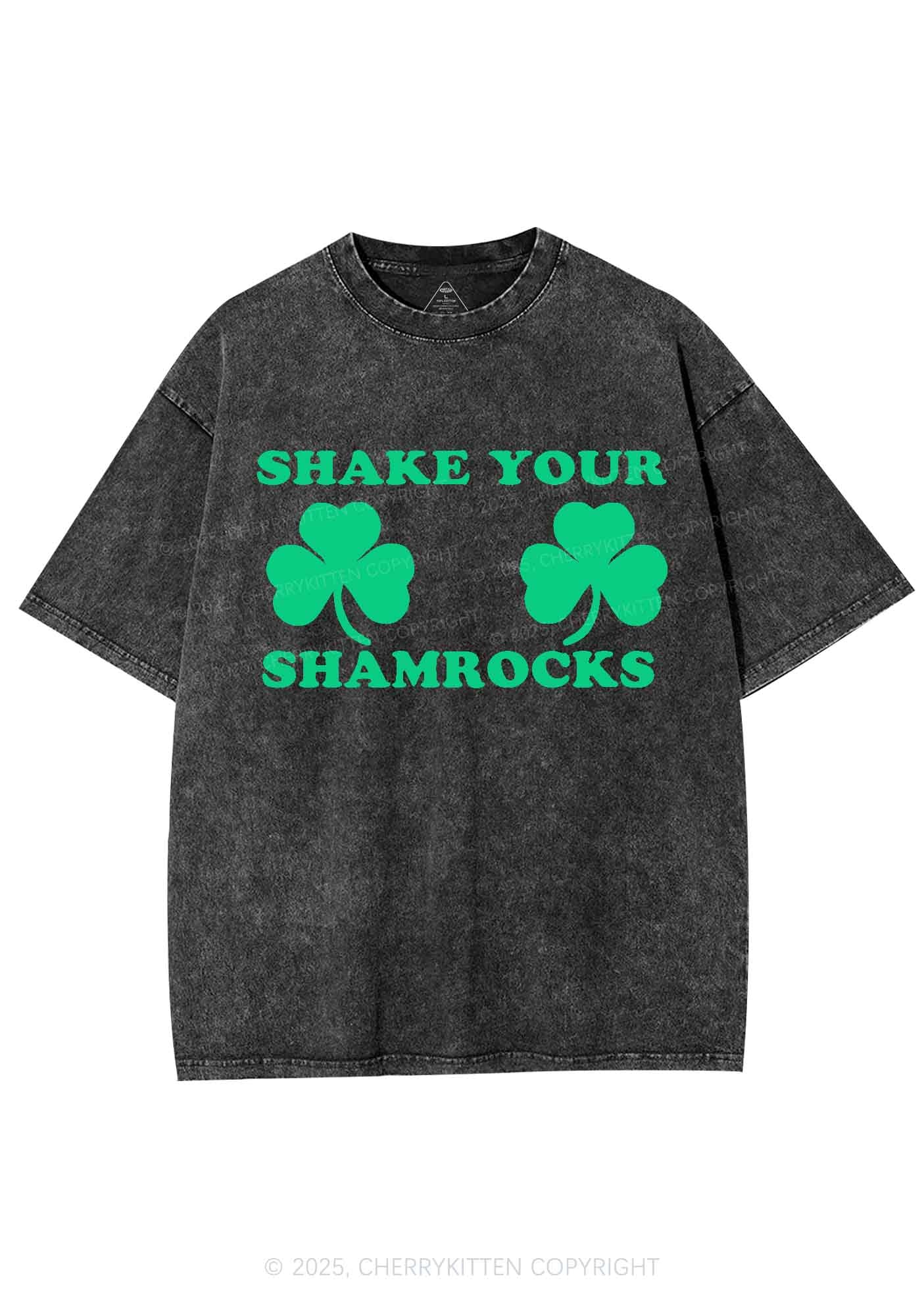 Shake Your Shamrocks St Patricks Y2K Washed Tee Cherrykitten - Image 4