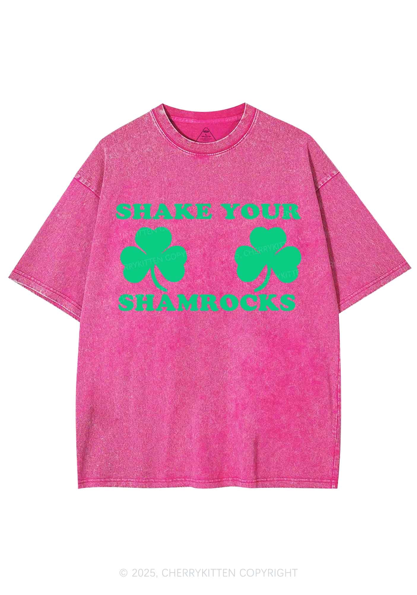 Shake Your Shamrocks St Patricks Y2K Washed Tee Cherrykitten - Image 5