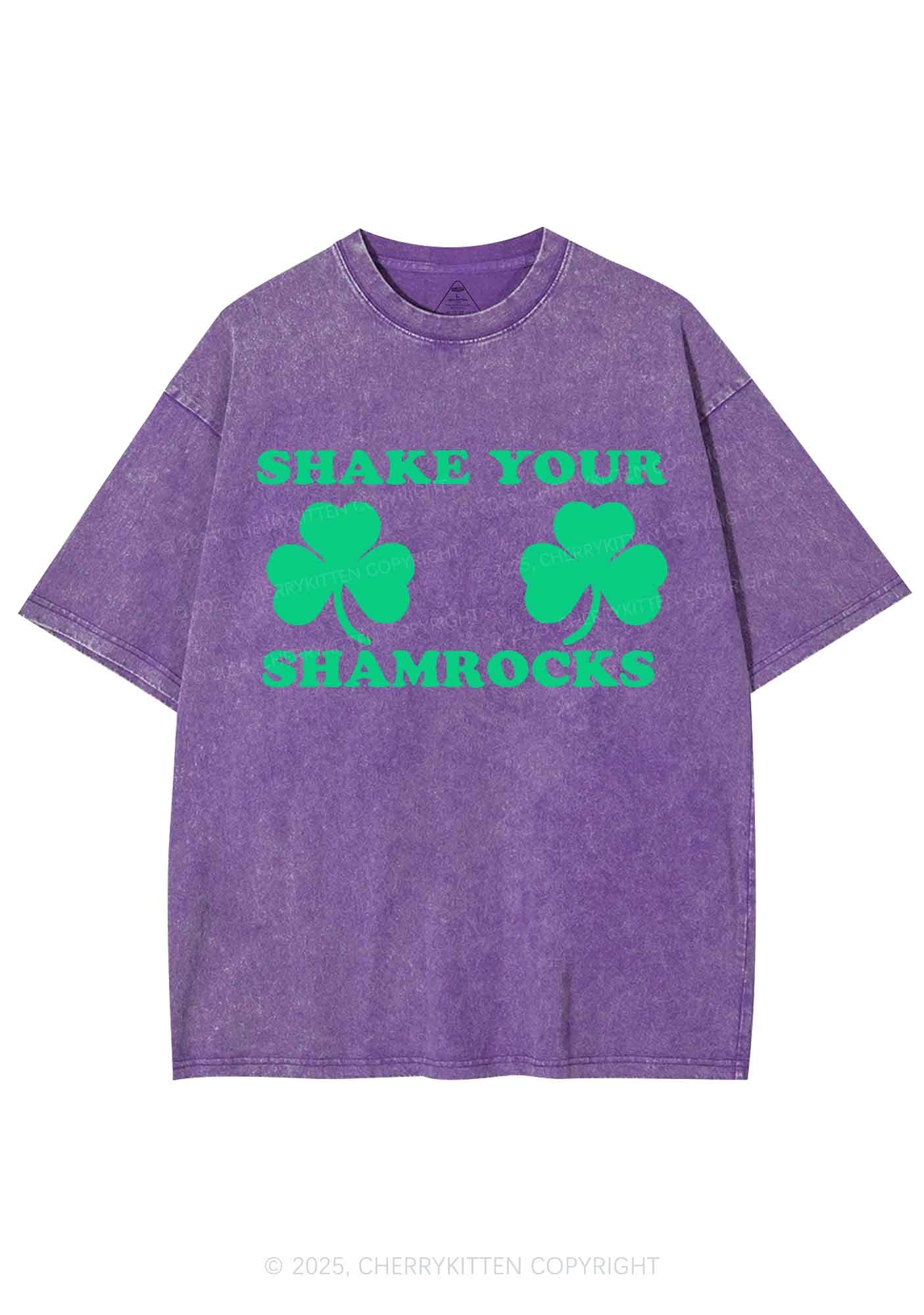 Shake Your Shamrocks St Patricks Y2K Washed Tee Cherrykitten - Image 6