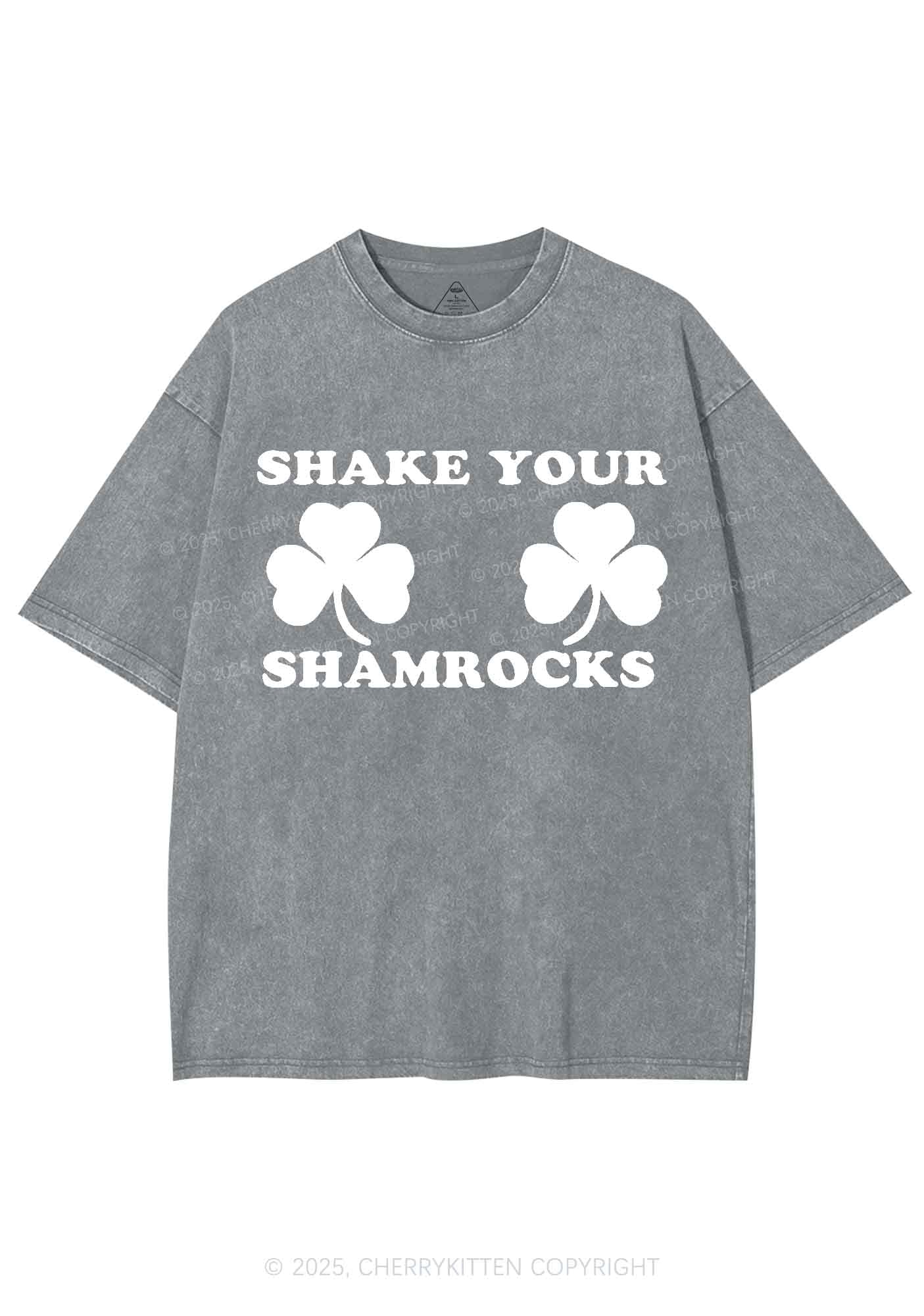 Shake Your Shamrocks St Patricks Y2K Washed Tee Cherrykitten - Image 7