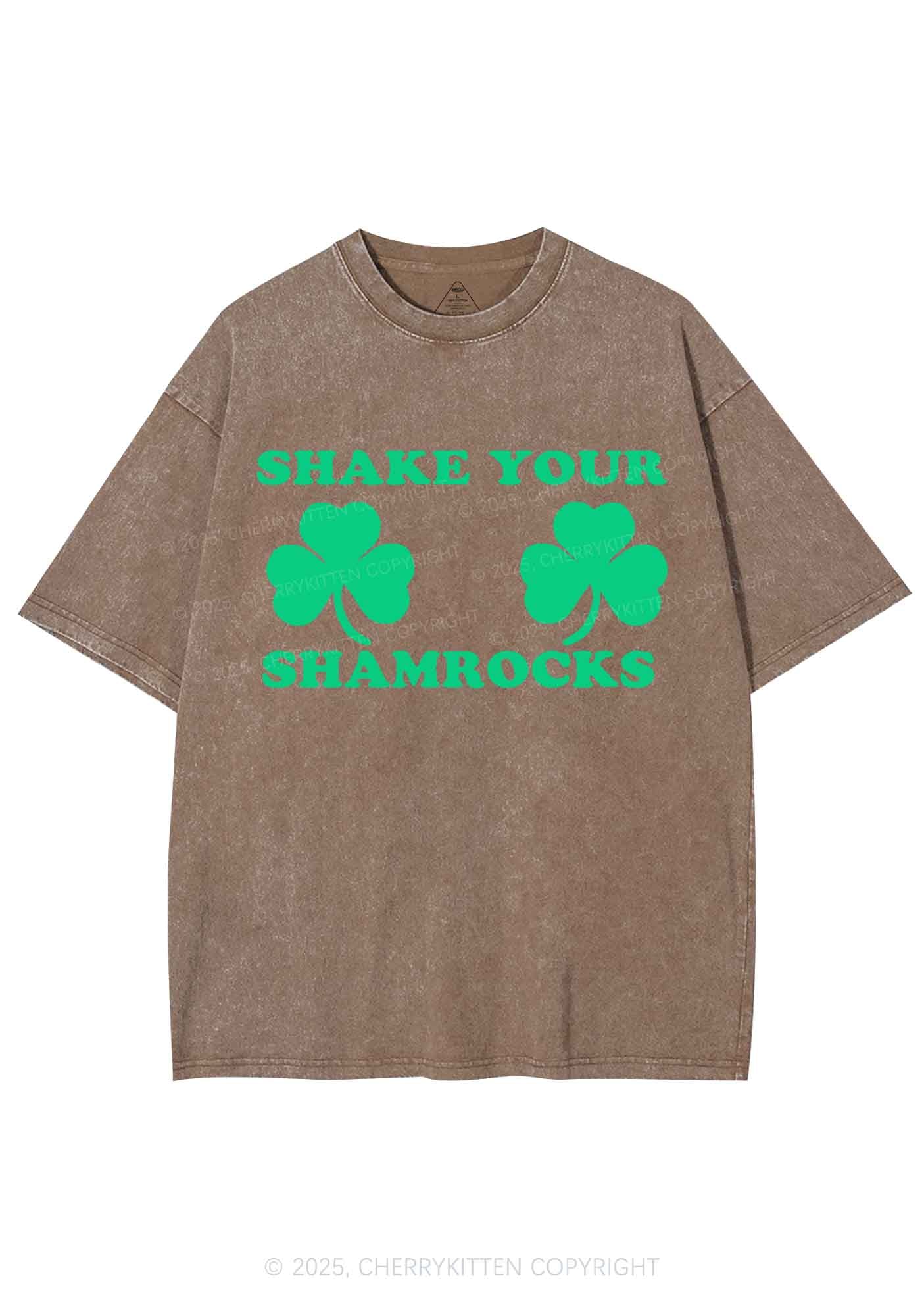 Shake Your Shamrocks St Patricks Y2K Washed Tee Cherrykitten - Image 8