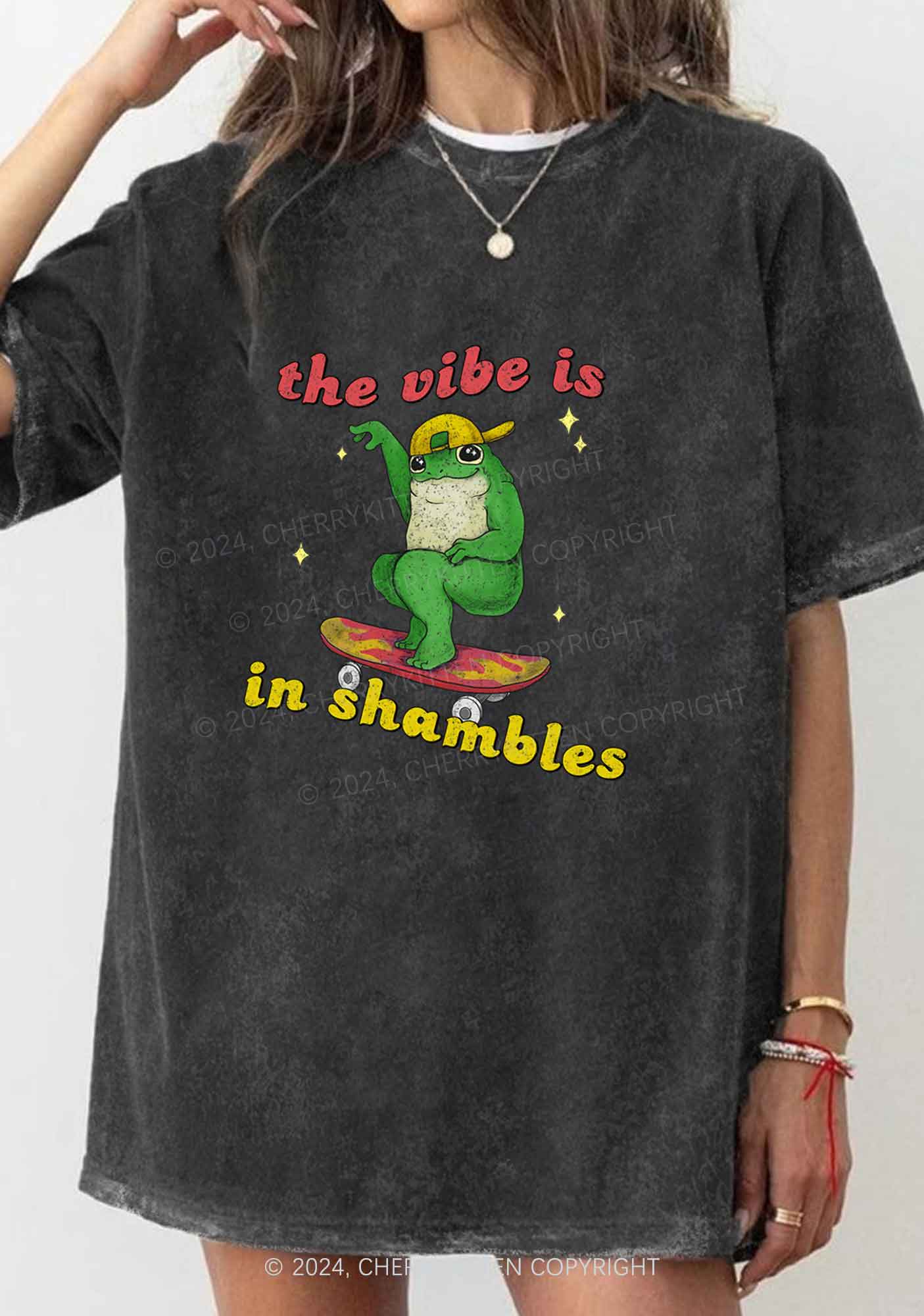Shambles Vibe Y2K Washed Tee Cherrykitten - Image 2