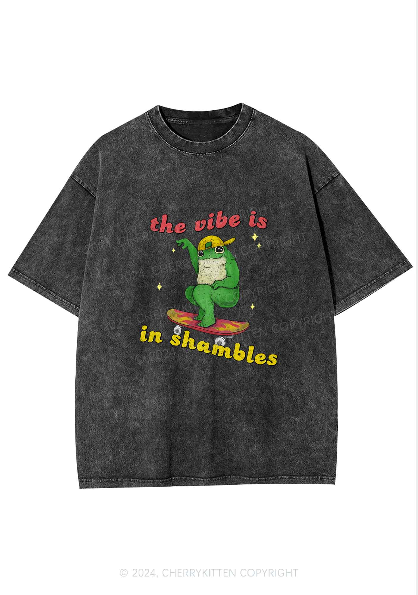 Shambles Vibe Y2K Washed Tee Cherrykitten - Image 3