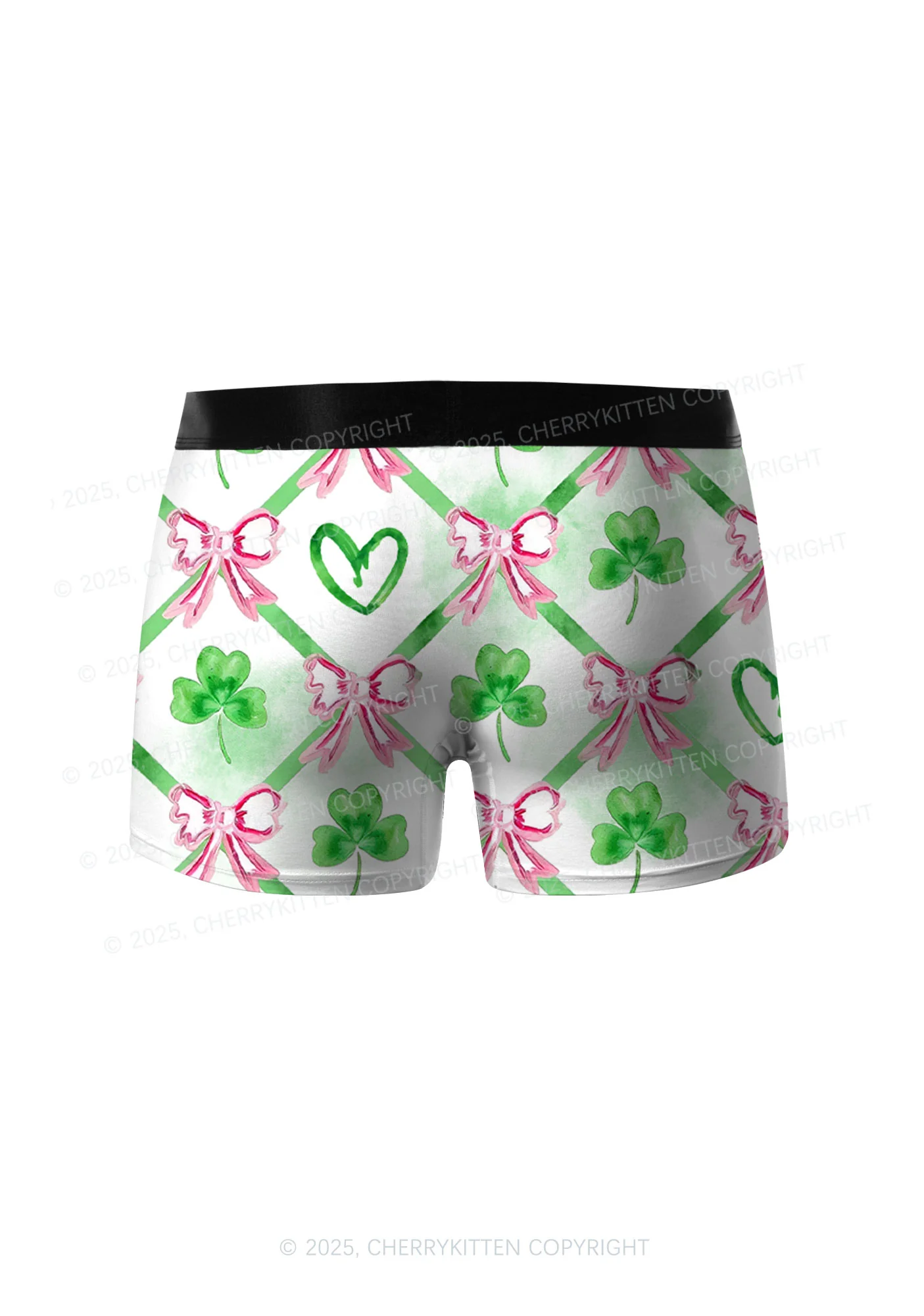 Shamrock Pink Bows St Patricks Y2K Print Men Boxer Briefs Cherrykitten - Image 2