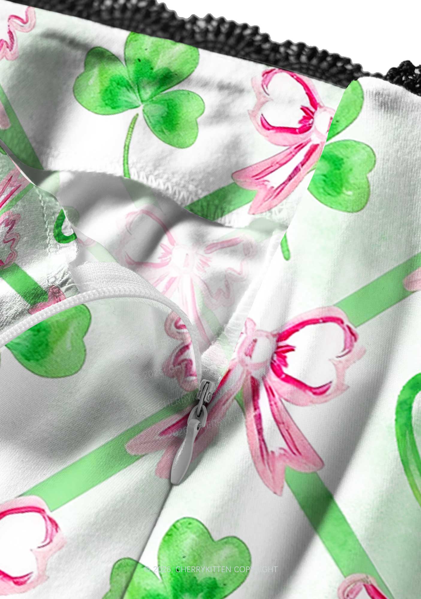 Shamrock Pink Bows St Patricks Y2K Print Midi Skirt Cherrykitten - Image 3
