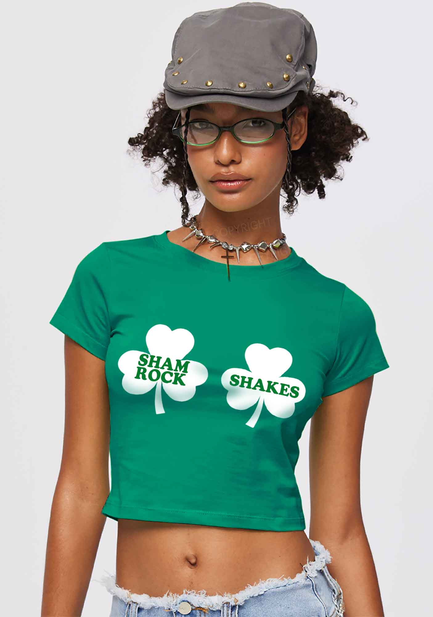 Shamrock Shakes St Patricks Y2K Baby Tee Cherrykitten - Image 2