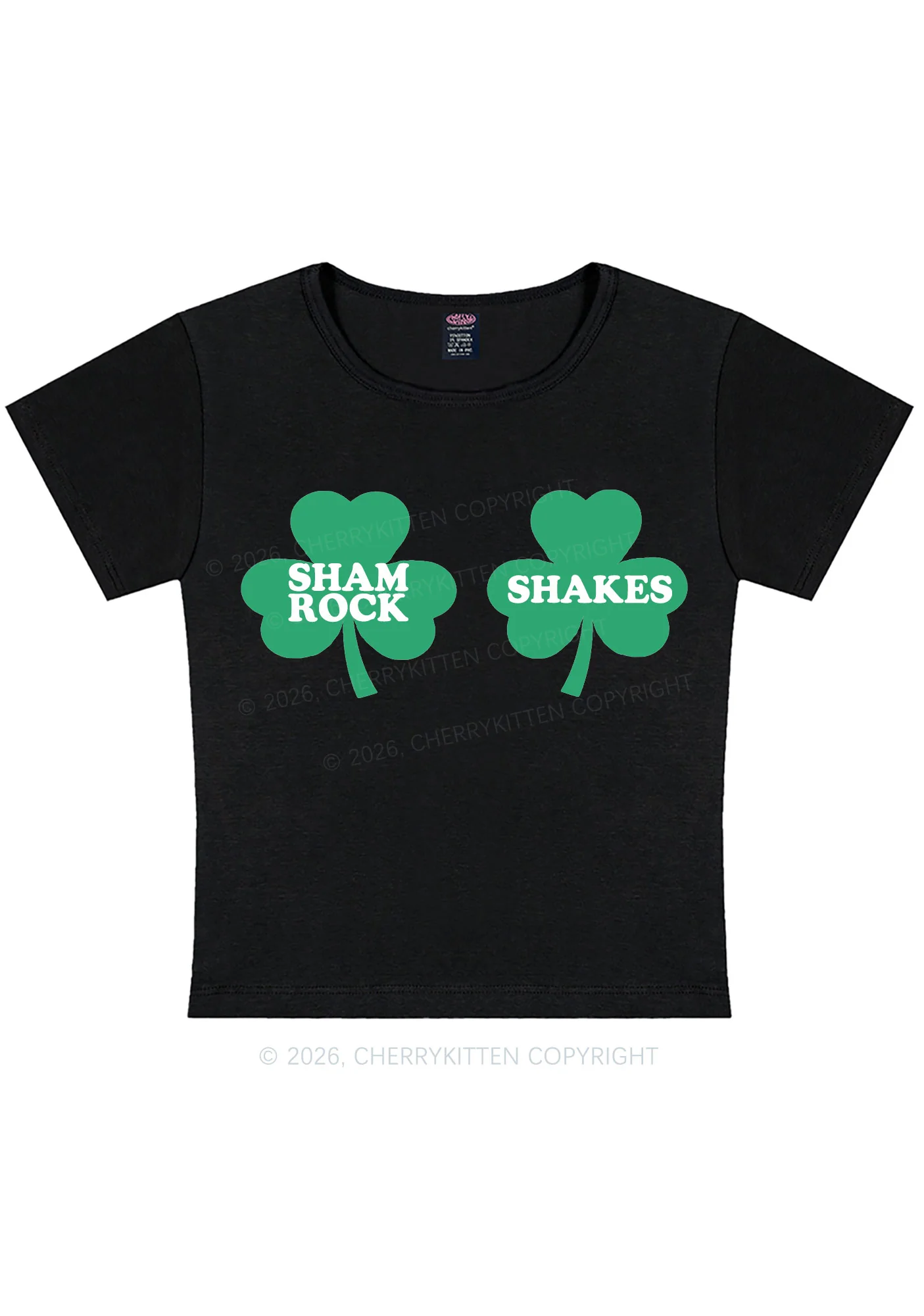Shamrock Shakes St Patricks Y2K Baby Tee Cherrykitten - Image 3