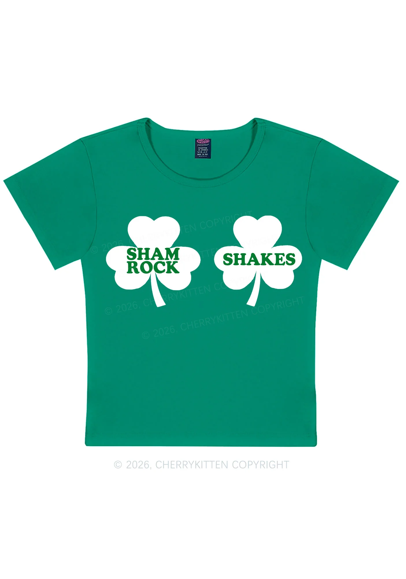 Shamrock Shakes St Patricks Y2K Baby Tee Cherrykitten - Image 4