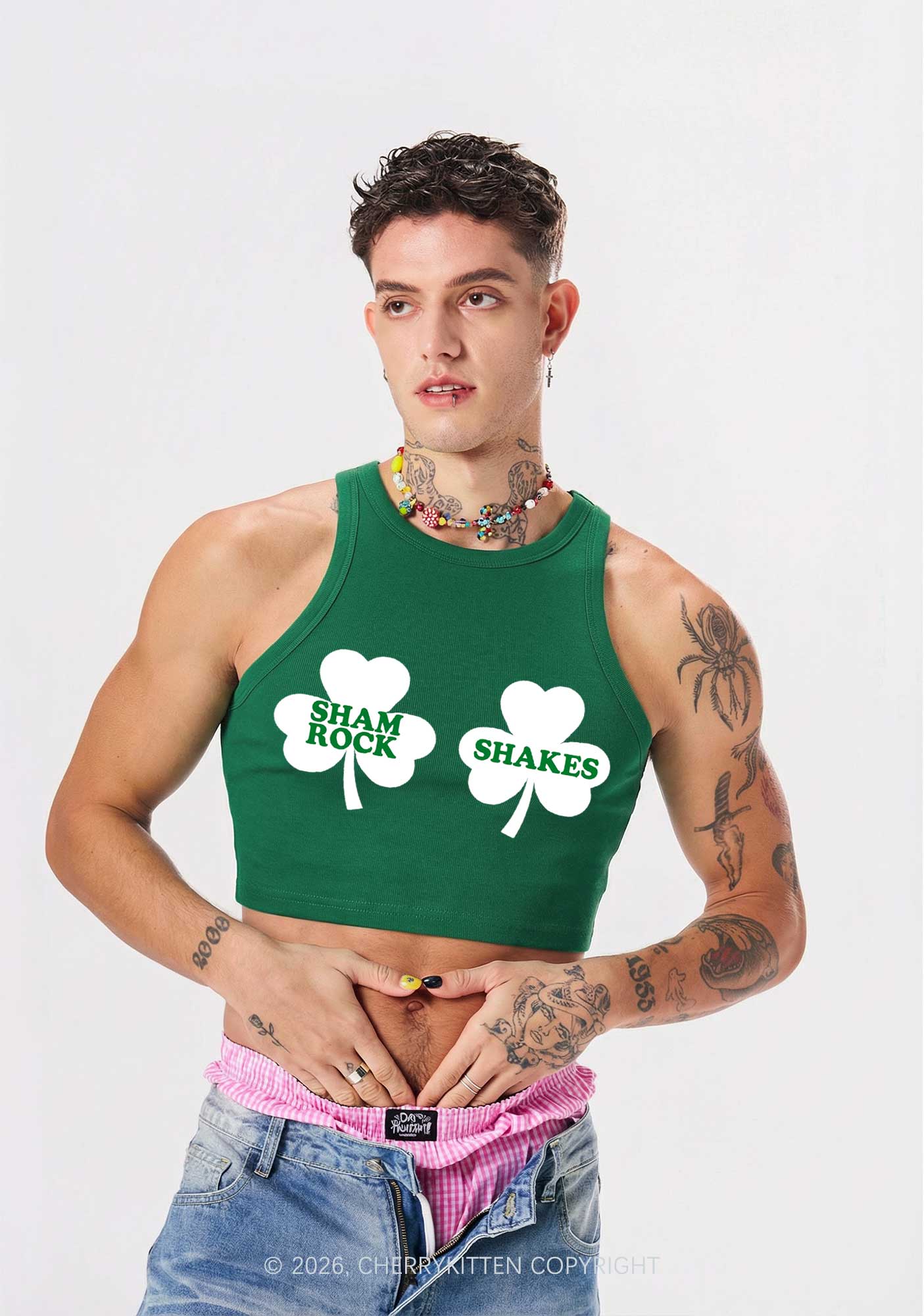 Shamrock Shakes St Patricks Y2K Crop Tank Top Cherrykitten - Image 2
