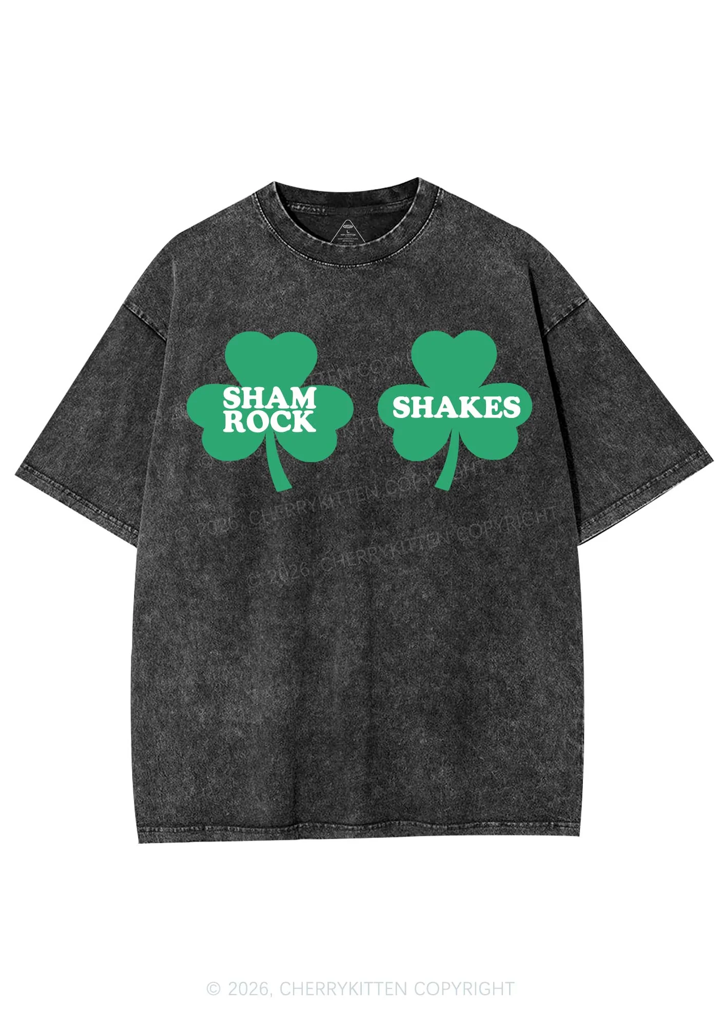 Shamrock Shakes St Patricks Y2K Shirts Washed Tee Cherrykitten - Image 3