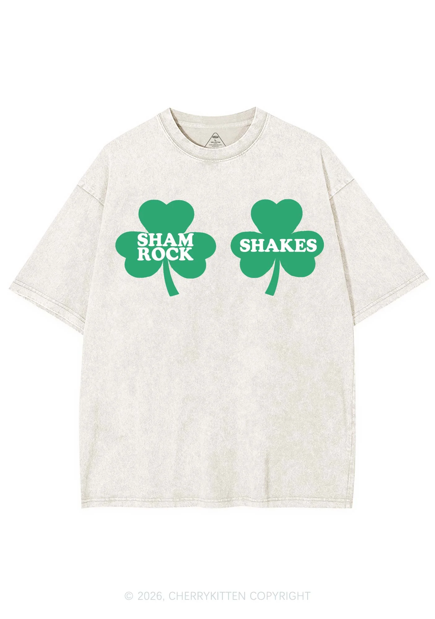 Shamrock Shakes St Patricks Y2K Shirts Washed Tee Cherrykitten - Image 4