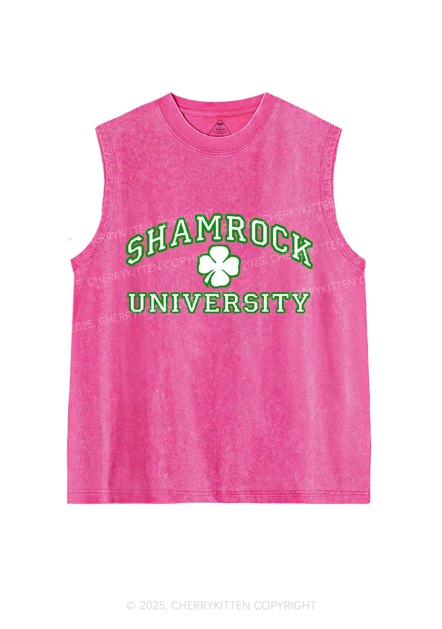 Shamrock University St Patricks Y2K Washed Tank Cherrykitten - Image 3