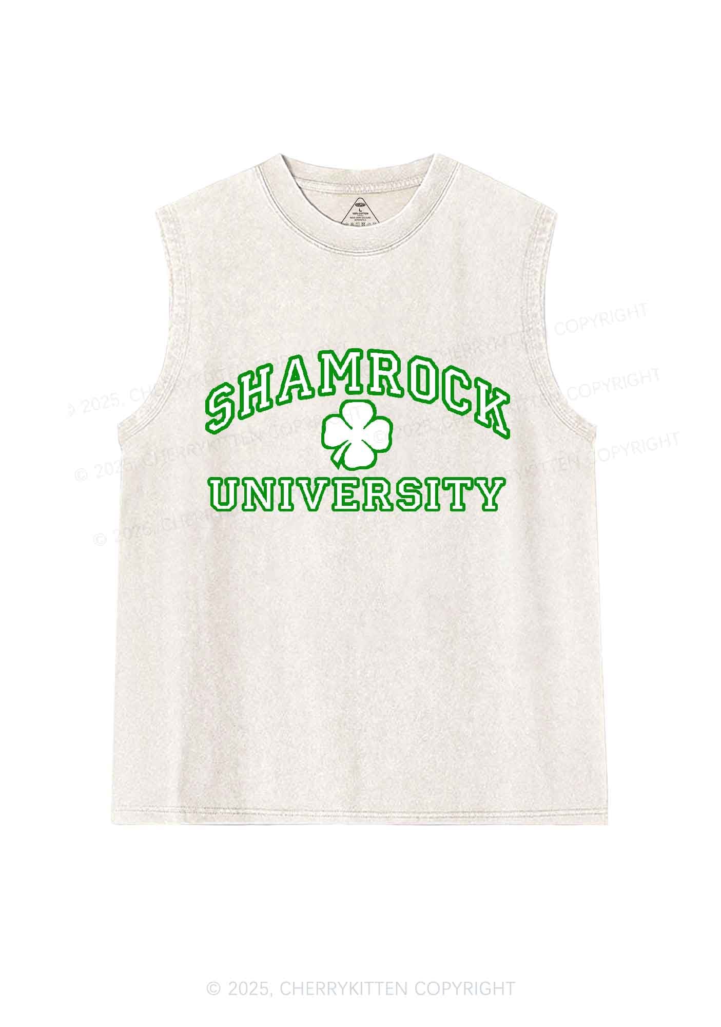 Shamrock University St Patricks Y2K Washed Tank Cherrykitten - Image 4