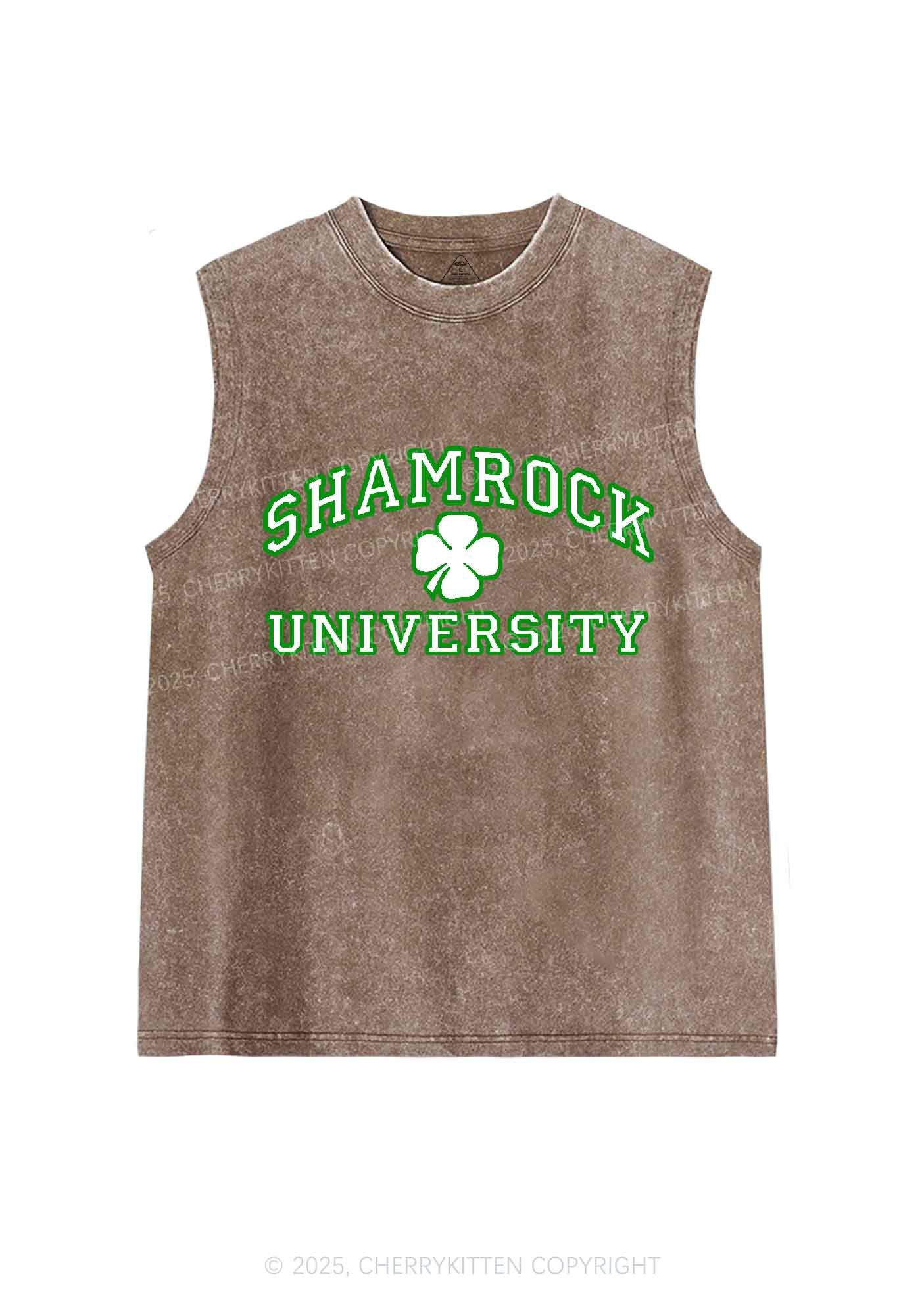 Shamrock University St Patricks Y2K Washed Tank Cherrykitten - Image 5