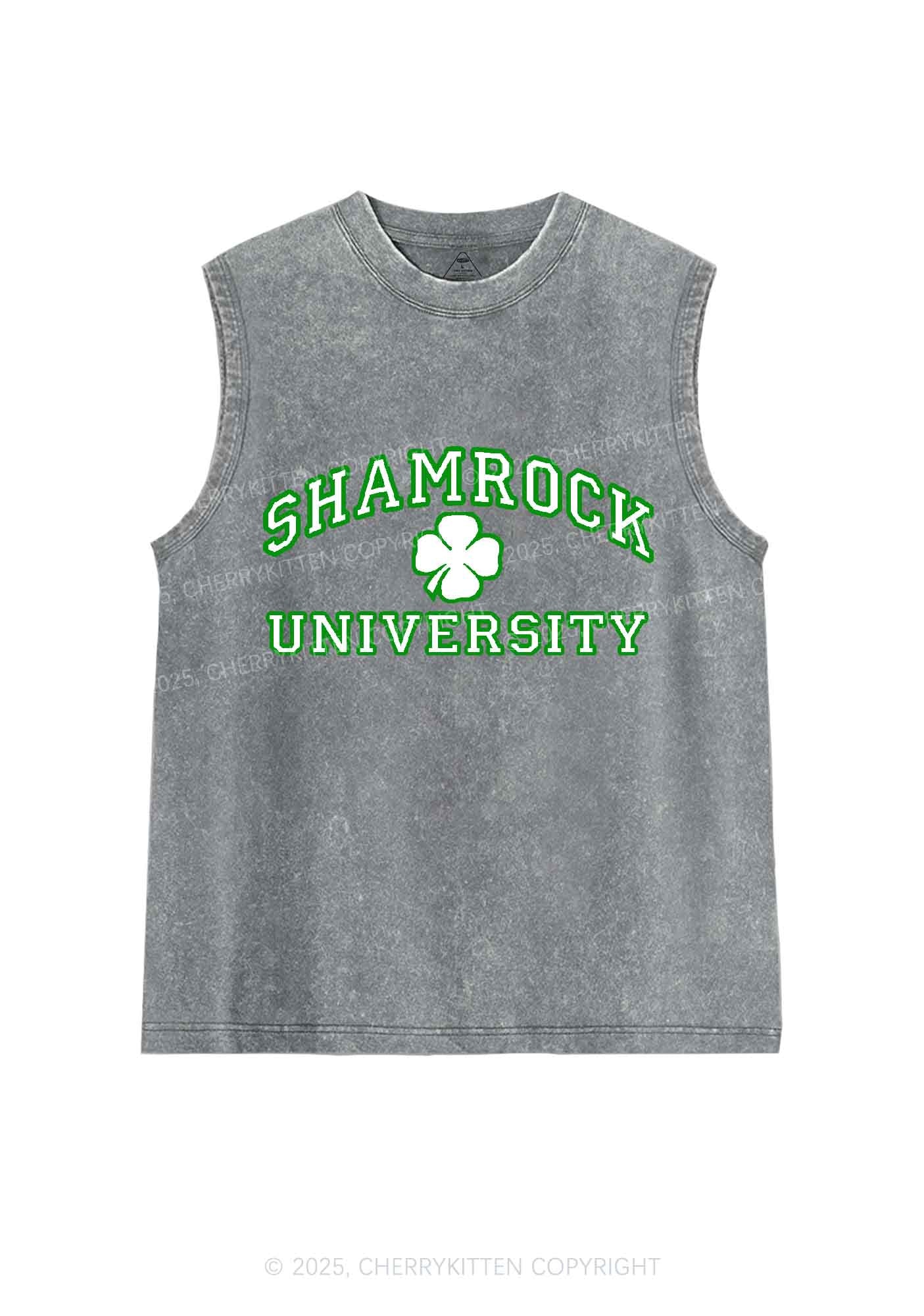 Shamrock University St Patricks Y2K Washed Tank Cherrykitten - Image 6