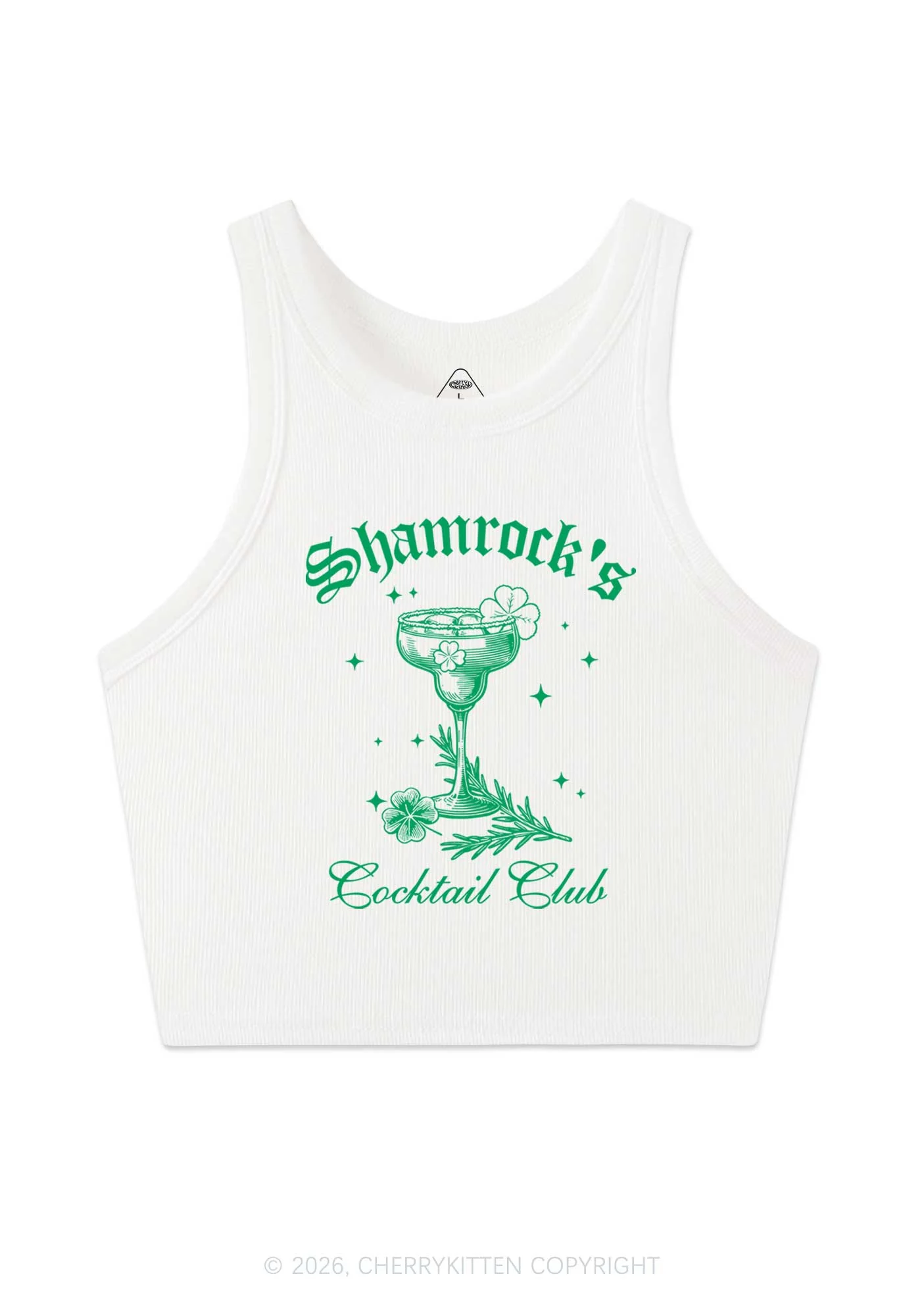 Shamrocks Coctail Club St Patricks Y2K Crop Tank Top Cherrykitten - Image 3