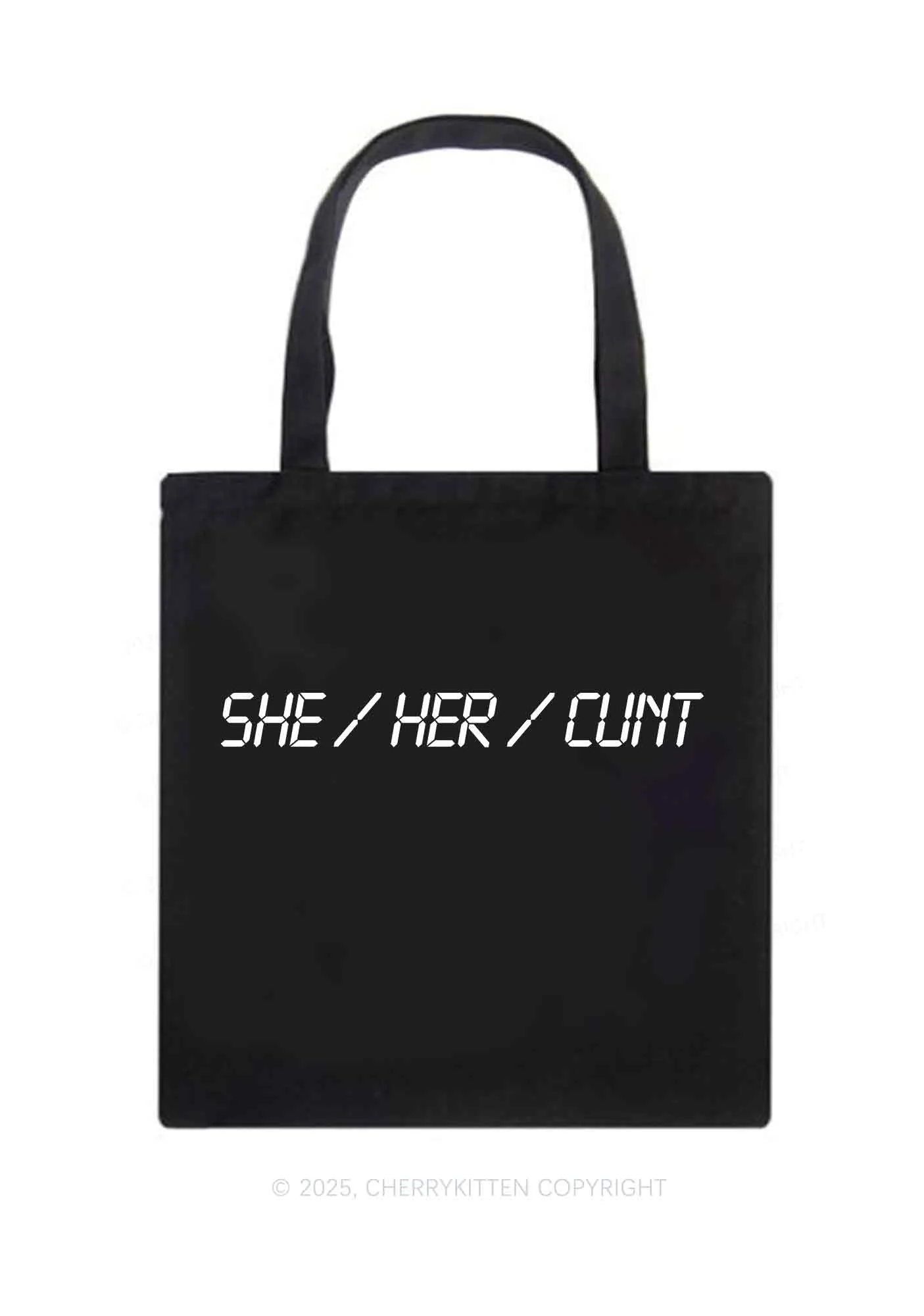 She Her Cxxt Y2K Canvas Tote Bag Cherrykitten - Image 3