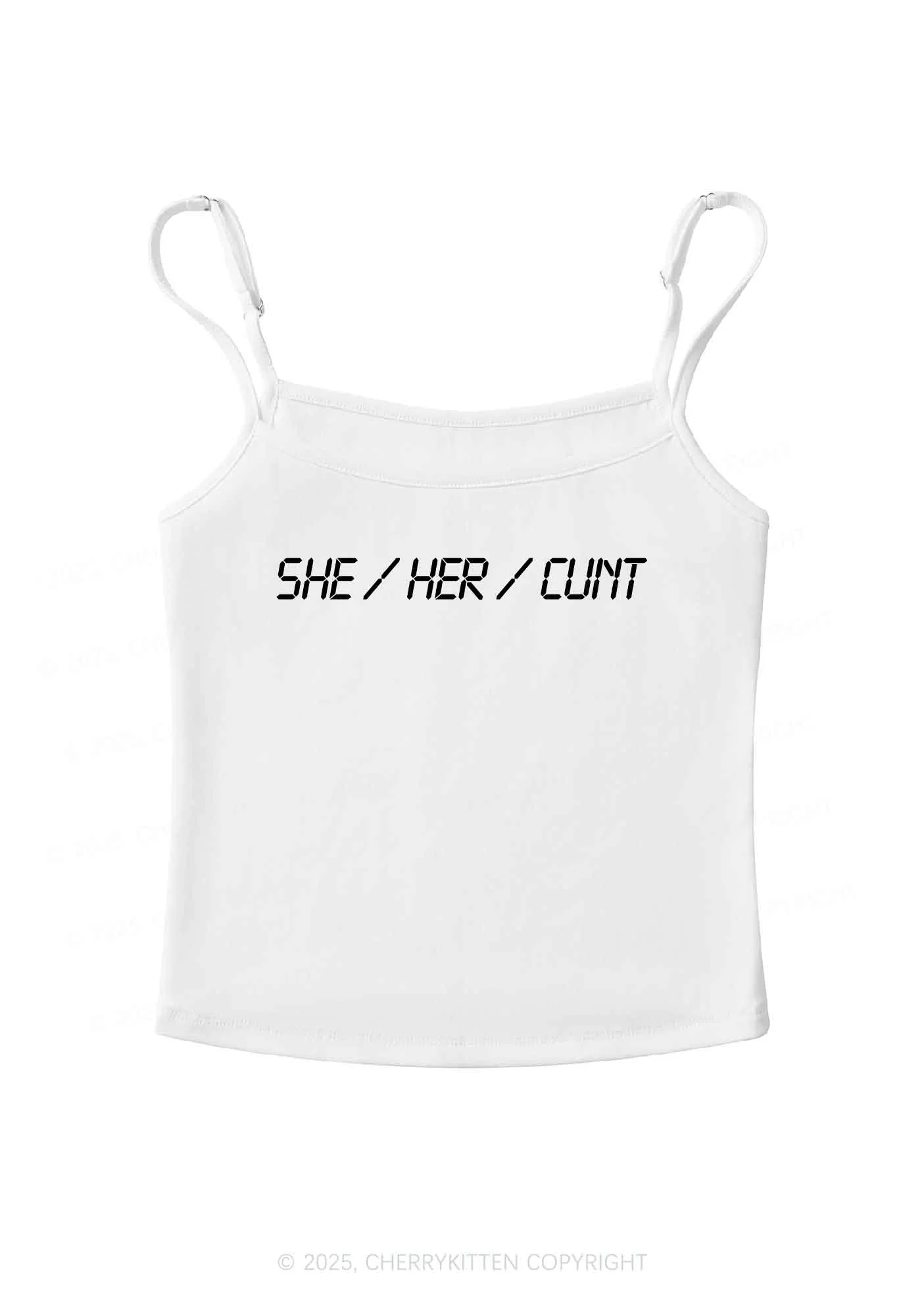 She Her Cxxt Y2K Spaghetti Strap Cami Cherrykitten - Image 4