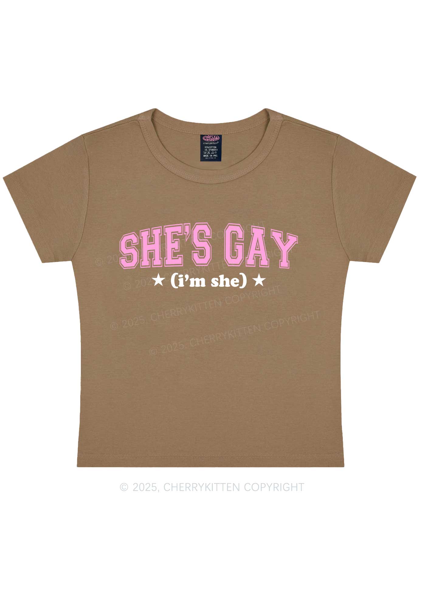She Is Gay Y2K Baby Tee Cherrykitten - Image 10